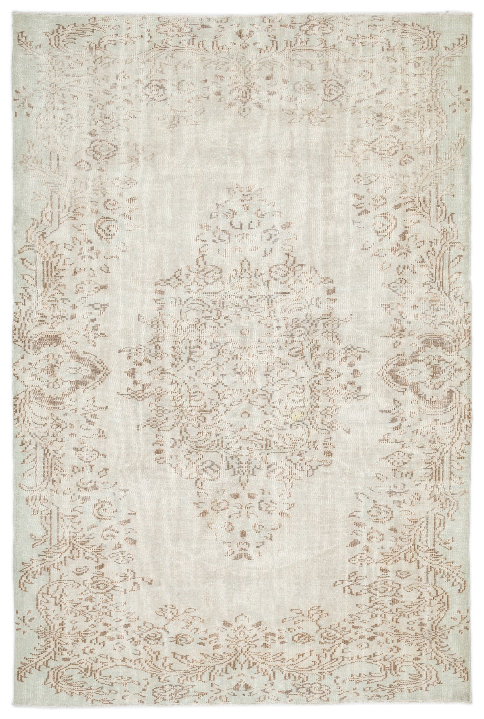Atina Beige Vintage Wool Handmade Area Rug 6'2" x 9'4"