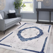 Classic Area Rug – Machine Made White Bamboo Yarn Rug with 11 mm Pile Height