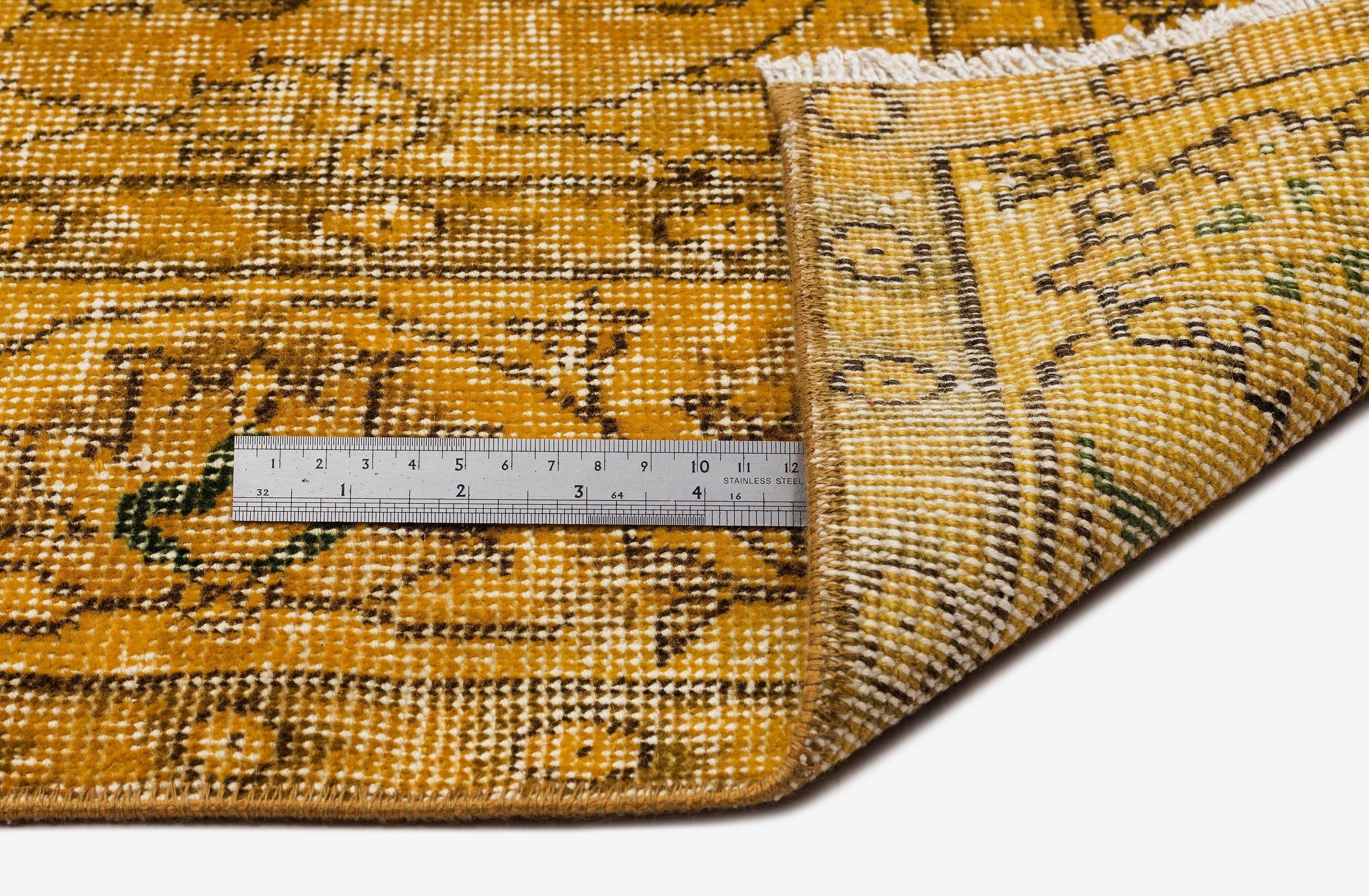 Atina Yellow Vintage Wool Handmade Area Rug 5'5" x 8'8"