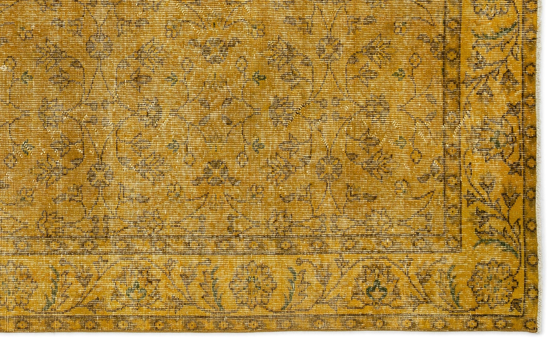 Atina Yellow Vintage Wool Handmade Area Rug 5'5" x 8'8"
