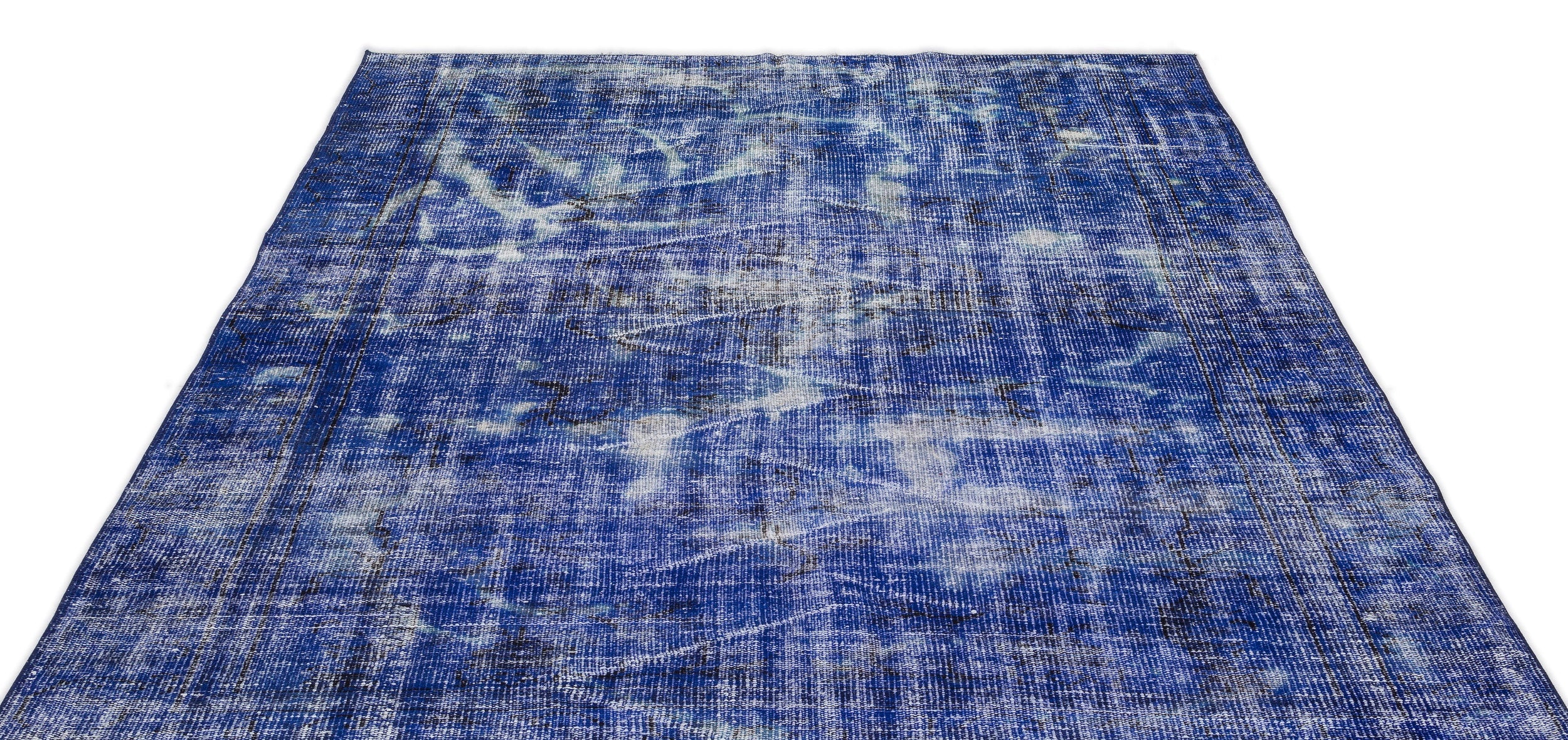 Atina Blue Vintage Wool Handmade Area Rug 5'5" x 9'11"