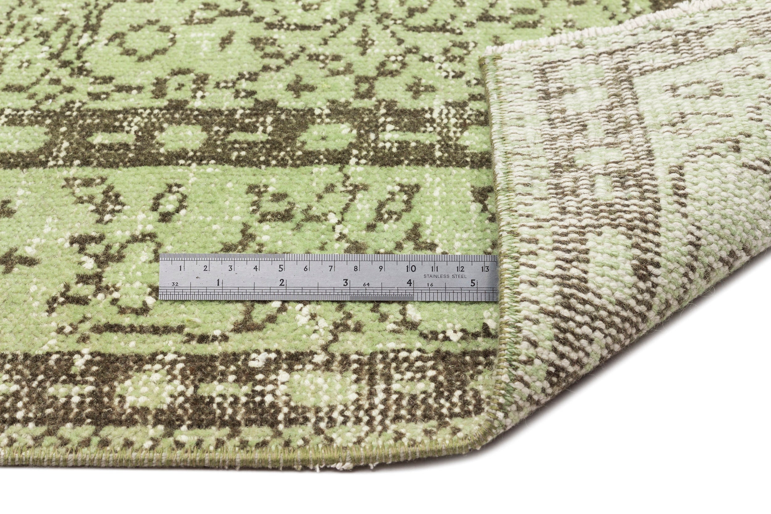 Atina Green Vintage Wool Handmade Area Rug 5'3" x 9'2"