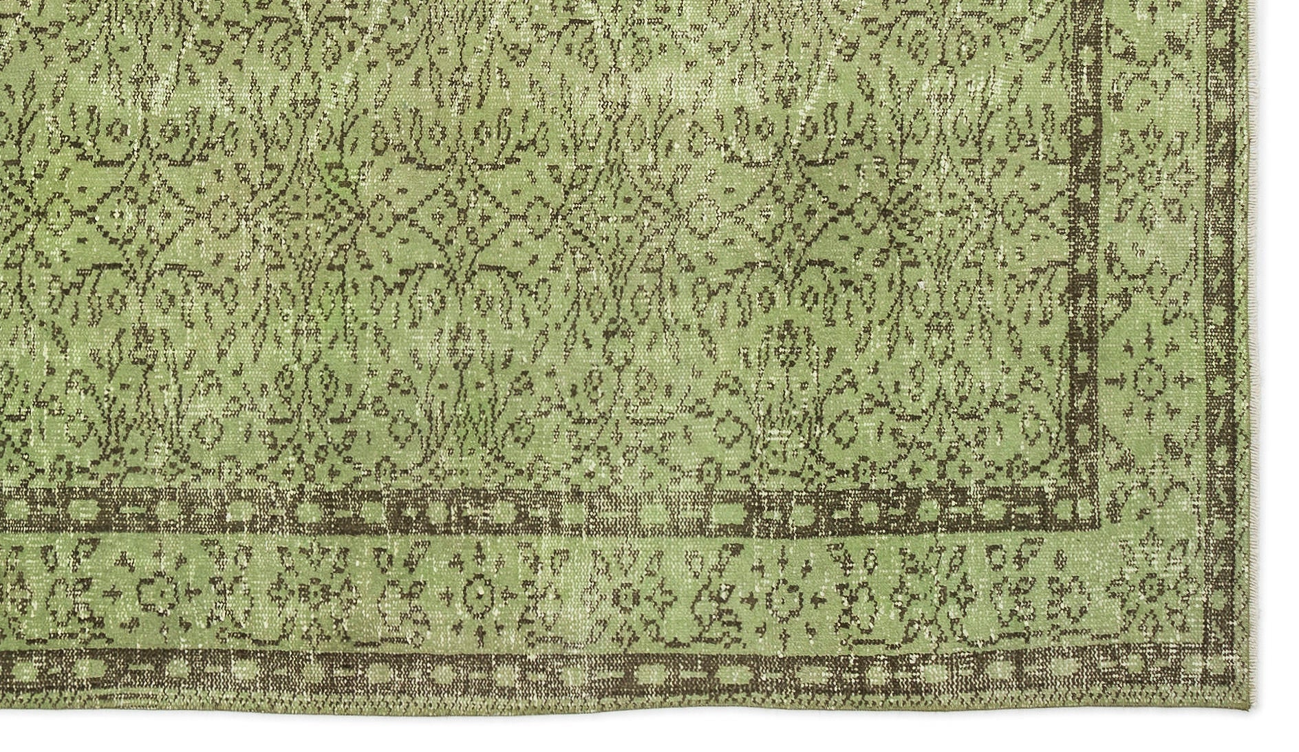 Atina Green Vintage Wool Handmade Area Rug 5'3" x 9'2"
