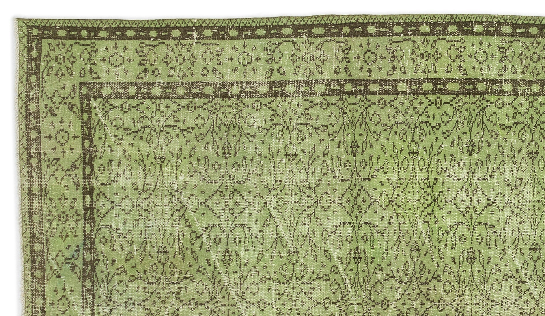 Atina Green Vintage Wool Handmade Area Rug 5'3" x 9'2"