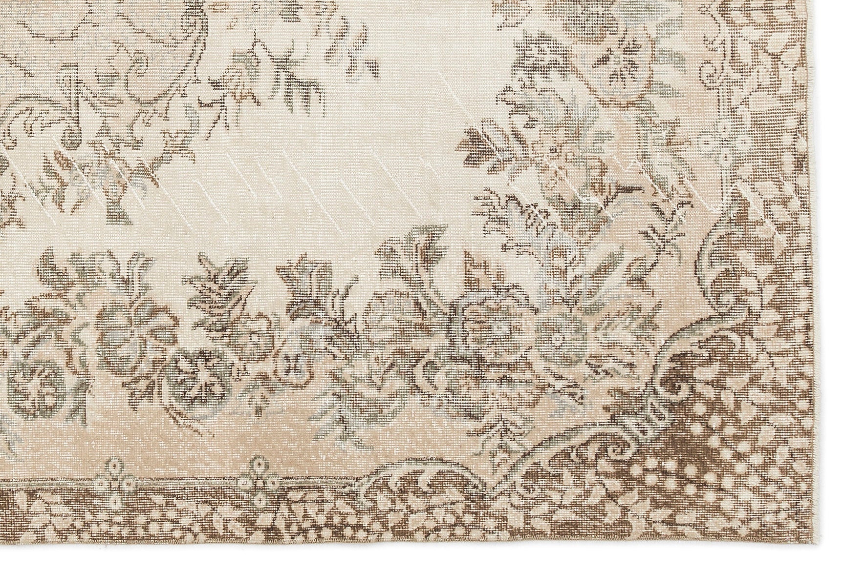 Atina Beige Vintage Wool Handmade Area Rug 5'7" x 8'4"