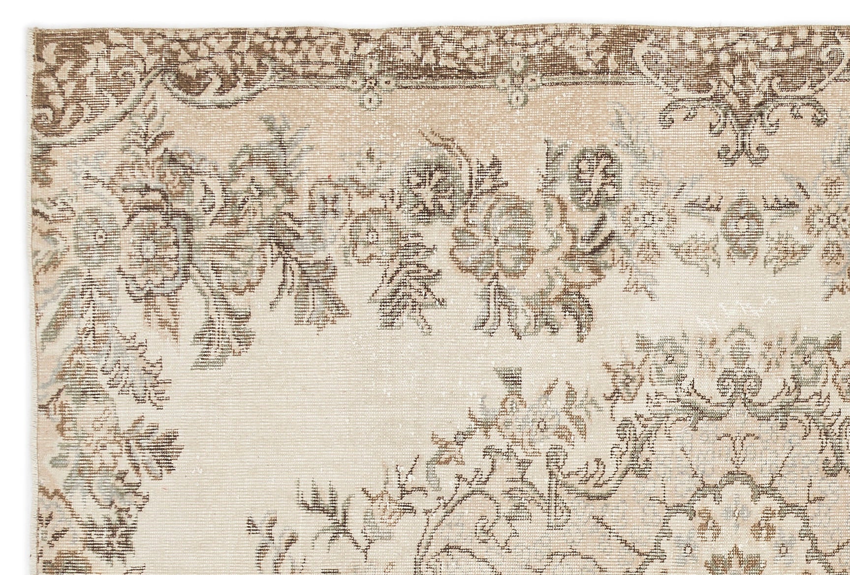 Atina Beige Vintage Wool Handmade Area Rug 5'7" x 8'4"