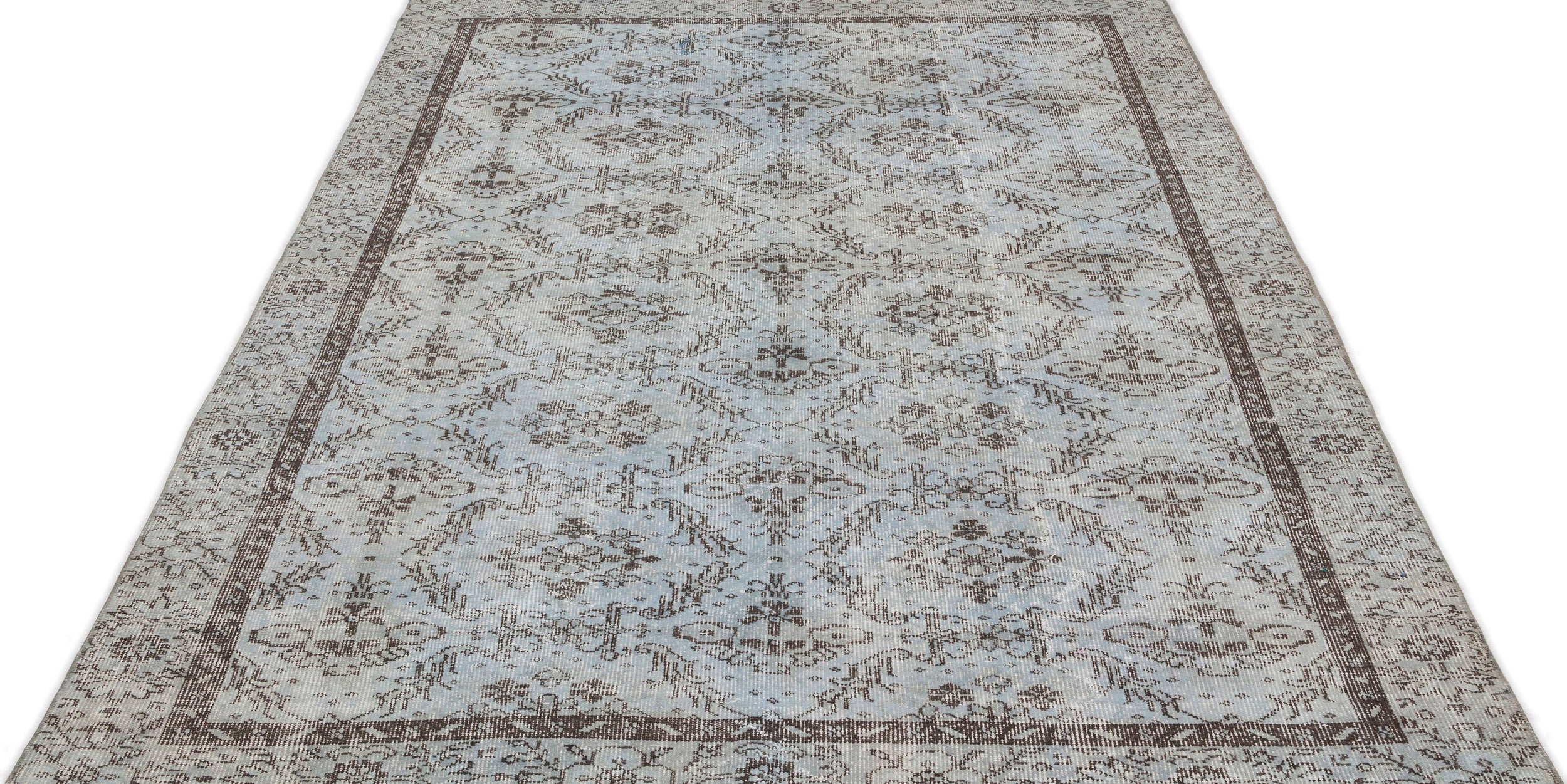 Atina Blue Vintage Wool Handmade Area Rug 4'6" x 10'9"