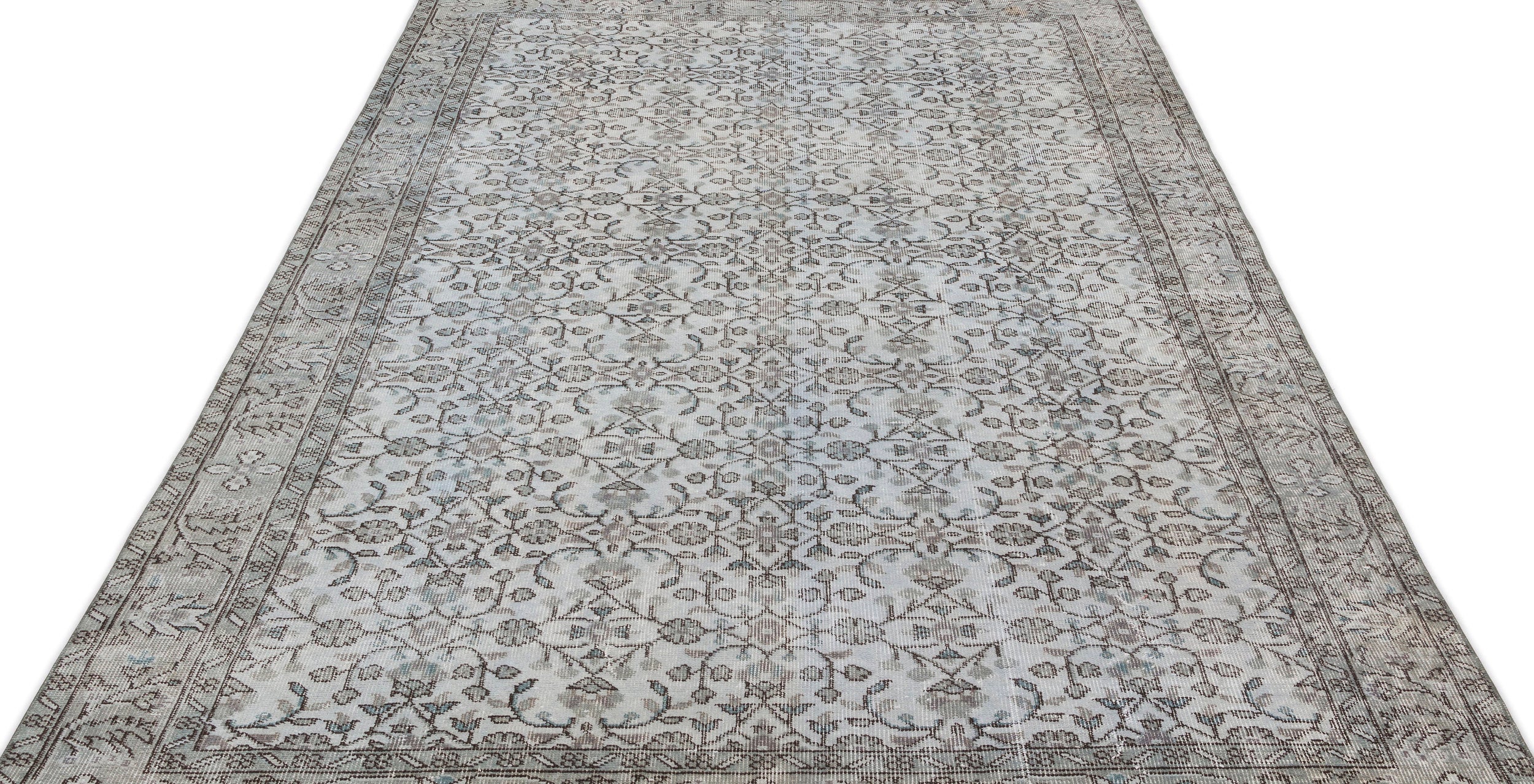 Atina Blue Vintage Wool Handmade Area Rug 5'9" x 9'9"