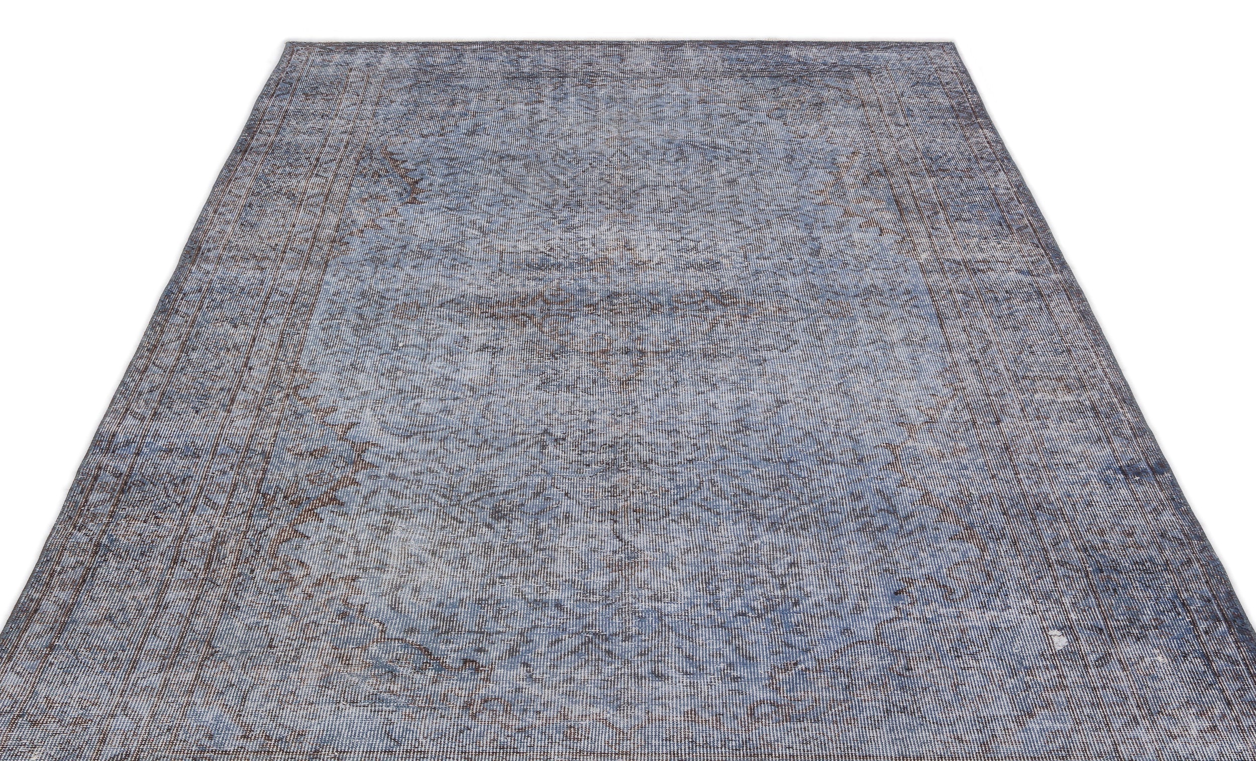 Atina Blue Vintage Wool Handmade Area Rug 5'9" x 9'8"