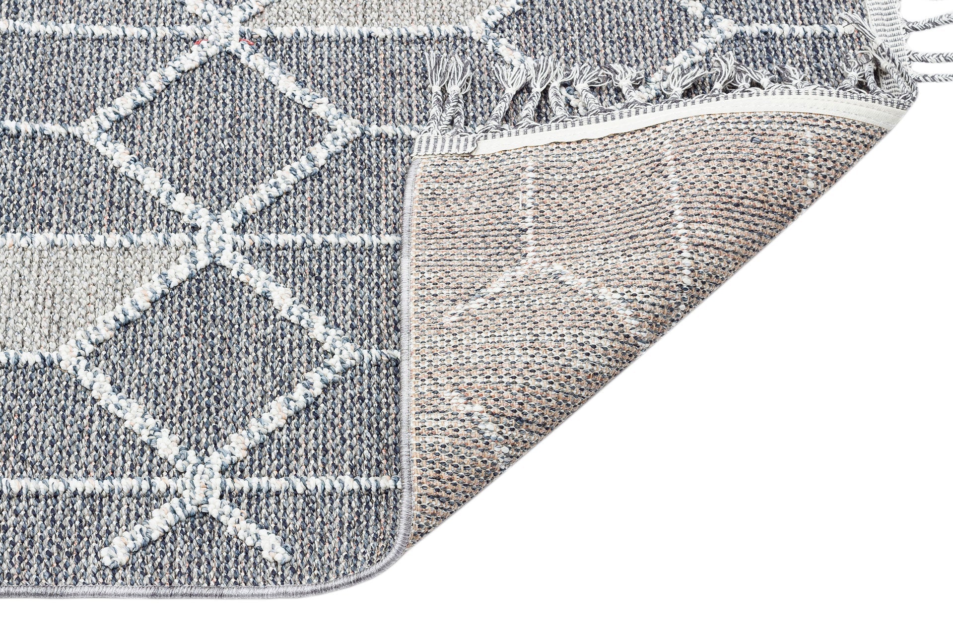 Grey Geometric Area Rug - Jute Machine Made Rug | Antislip, Dust Free Carpet