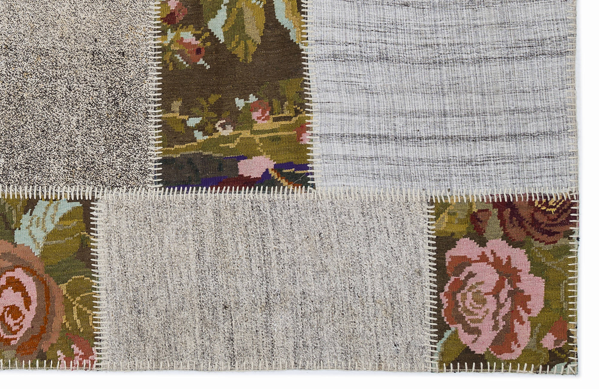 Teselya 1371 Beige Floral Wool Handmade Area Rug 5'3" x 7'7"