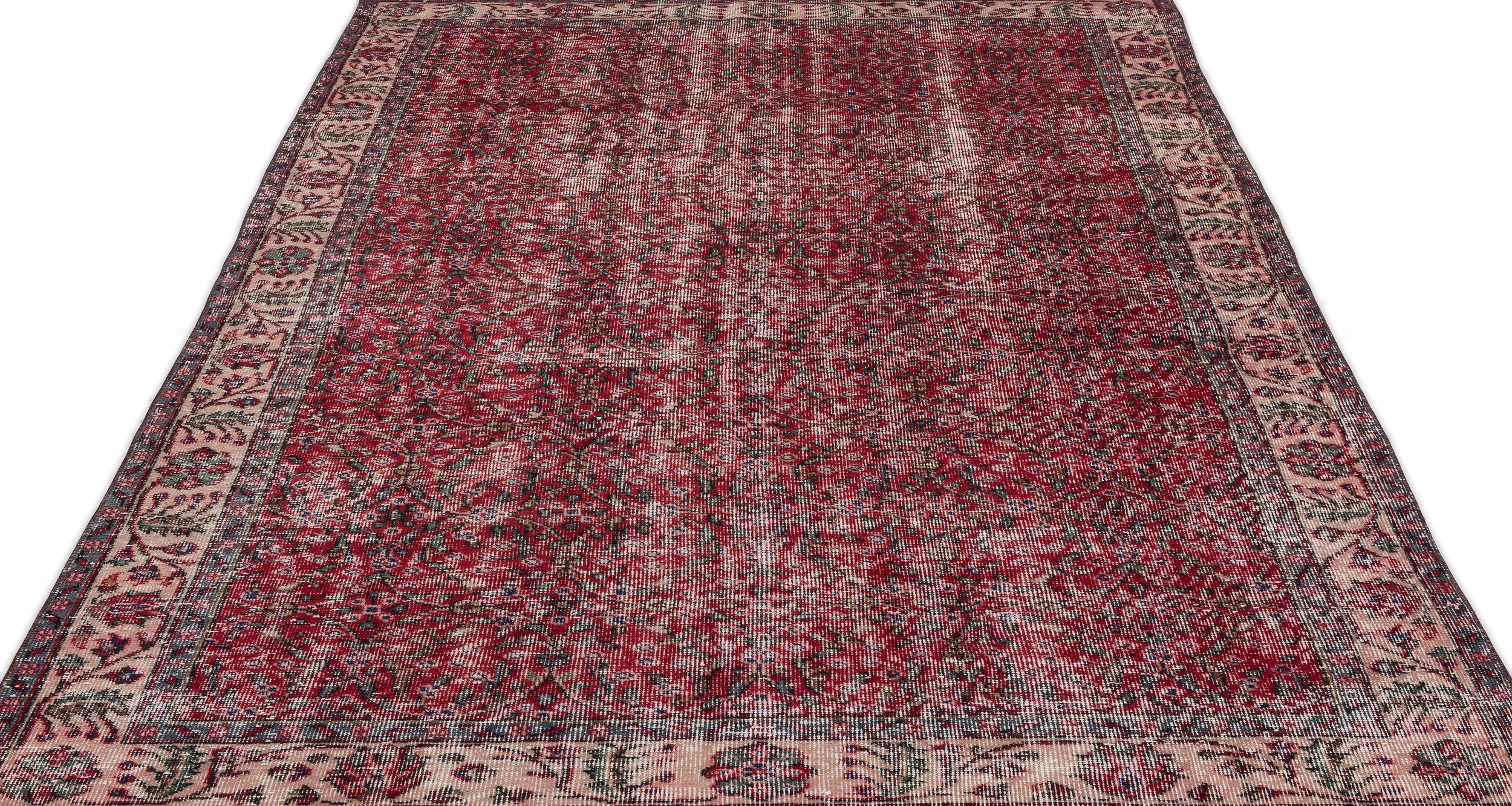 Atina Red Vintage Wool Handmade Area Rug 5'6" x 9'1"