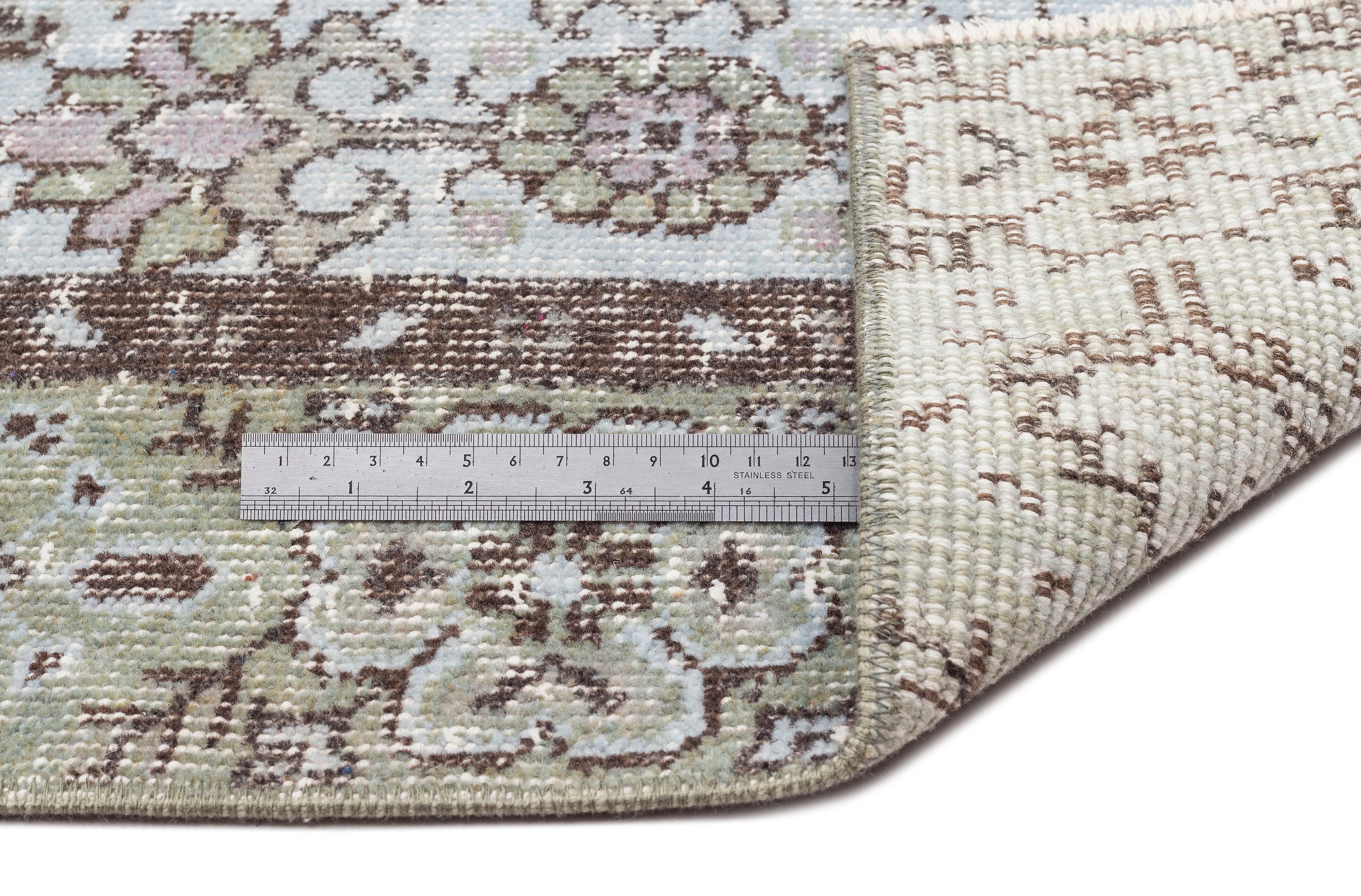 Atina Blue Vintage Wool Handmade Area Rug 5'4" x 9'6"