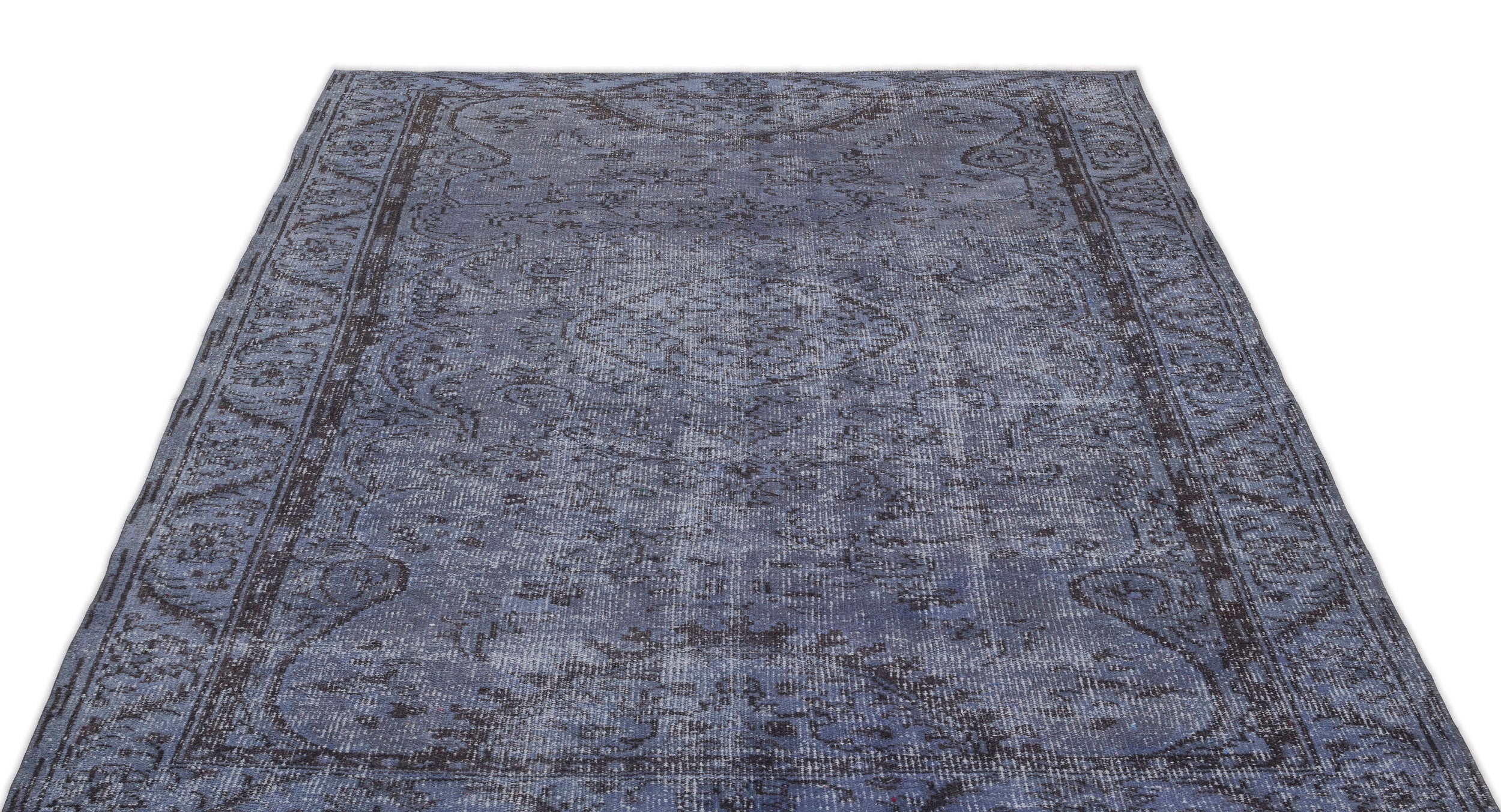 Atina Blue Vintage Wool Handmade Area Rug 5'4" x 8'4"