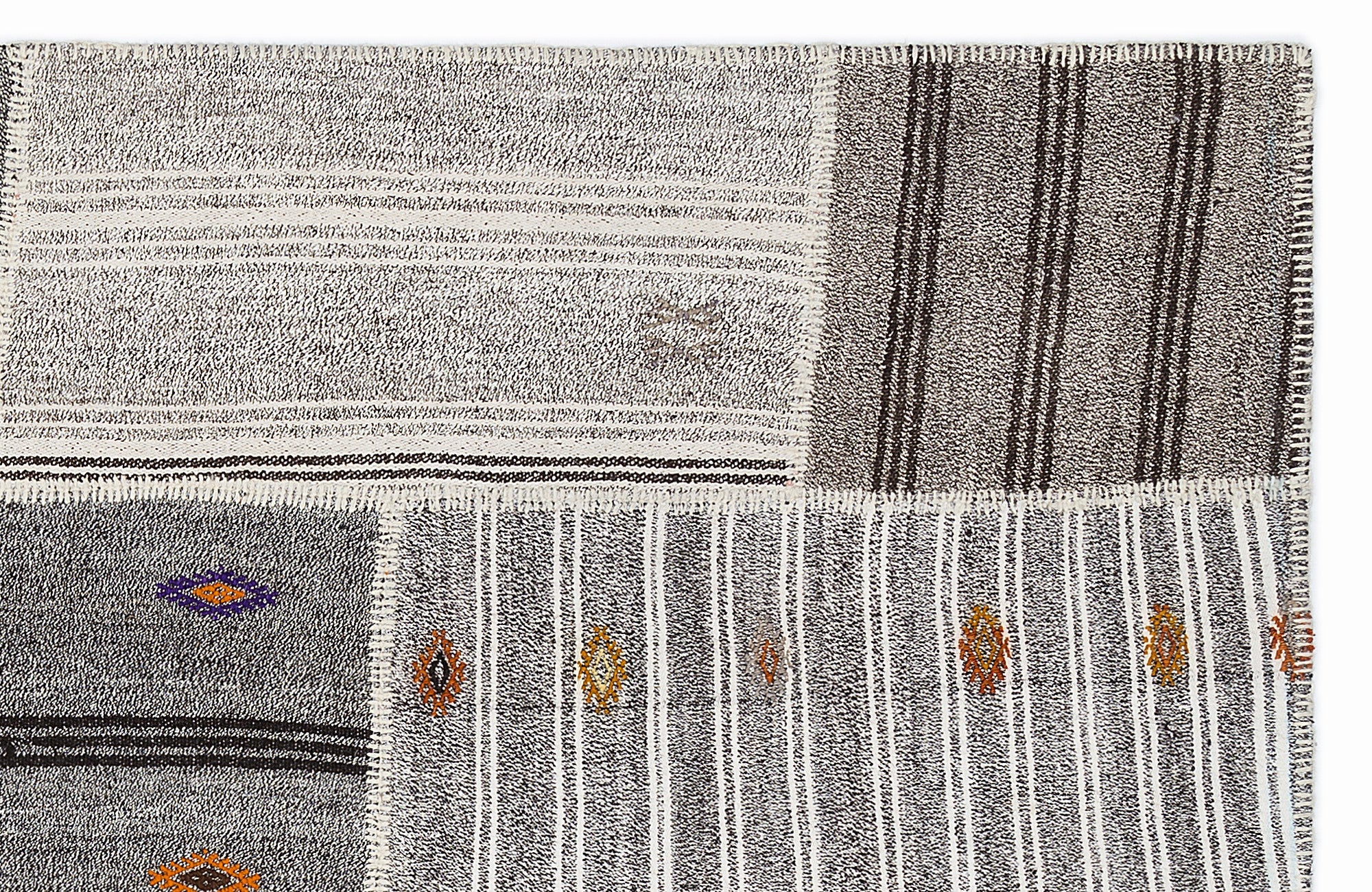 Teselya 1383 Beige Striped Wool Handmade Area Rug 5'3" x 7'7"