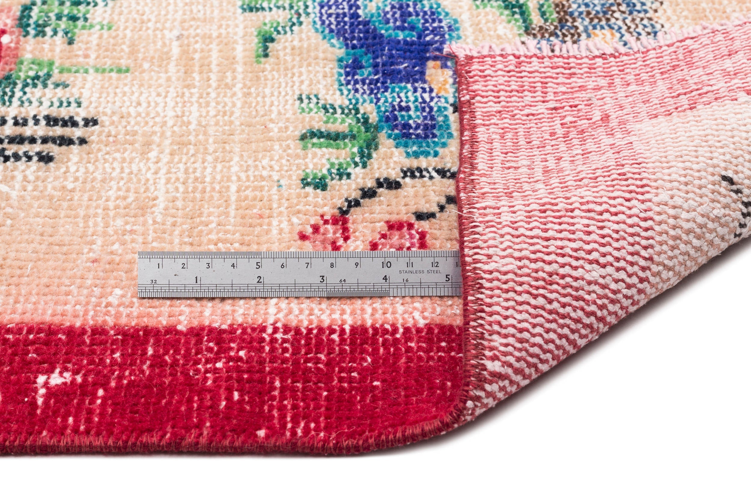 Atina Cream Vintage Wool Handmade Area Rug 6'5" x 9'0"
