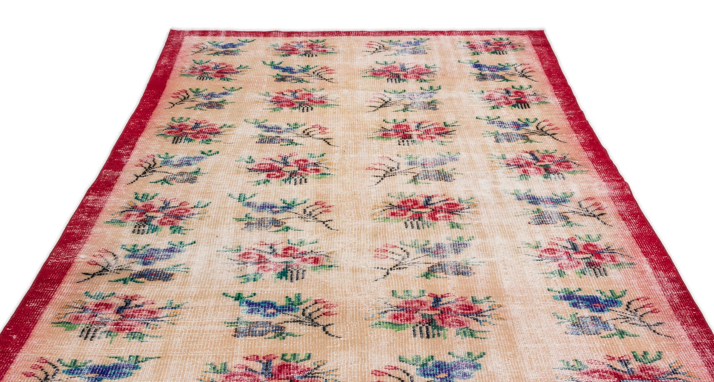 Atina Cream Vintage Wool Handmade Area Rug 6'5" x 9'0"