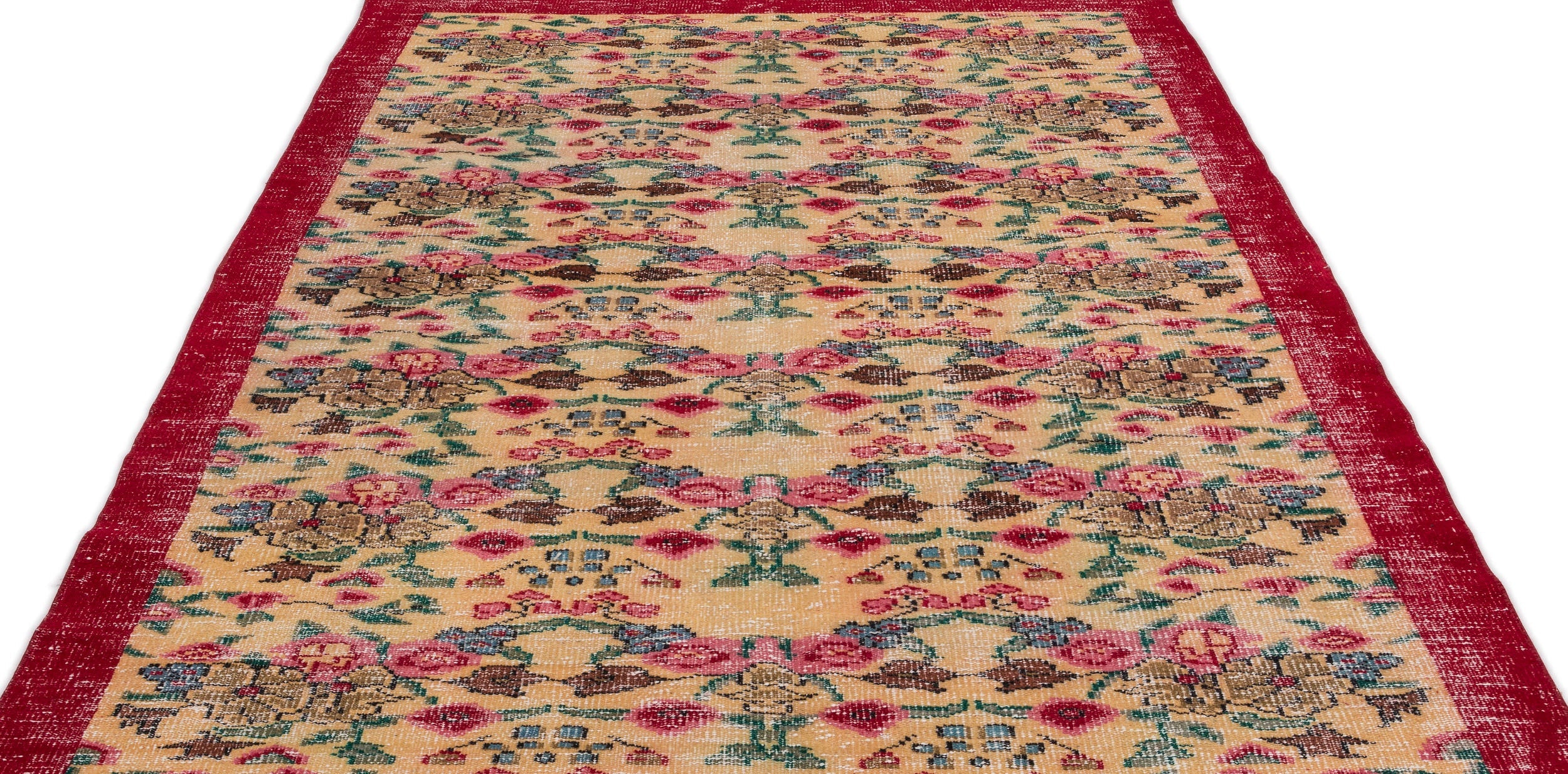 Atina Cream Vintage Wool Handmade Area Rug 5'5" x 9'0"