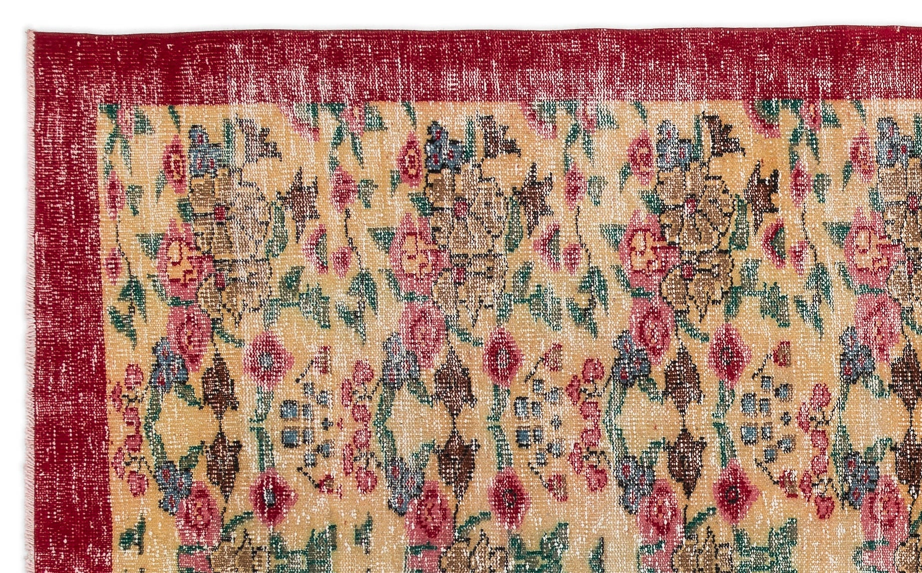 Atina Cream Vintage Wool Handmade Area Rug 5'5" x 9'0"
