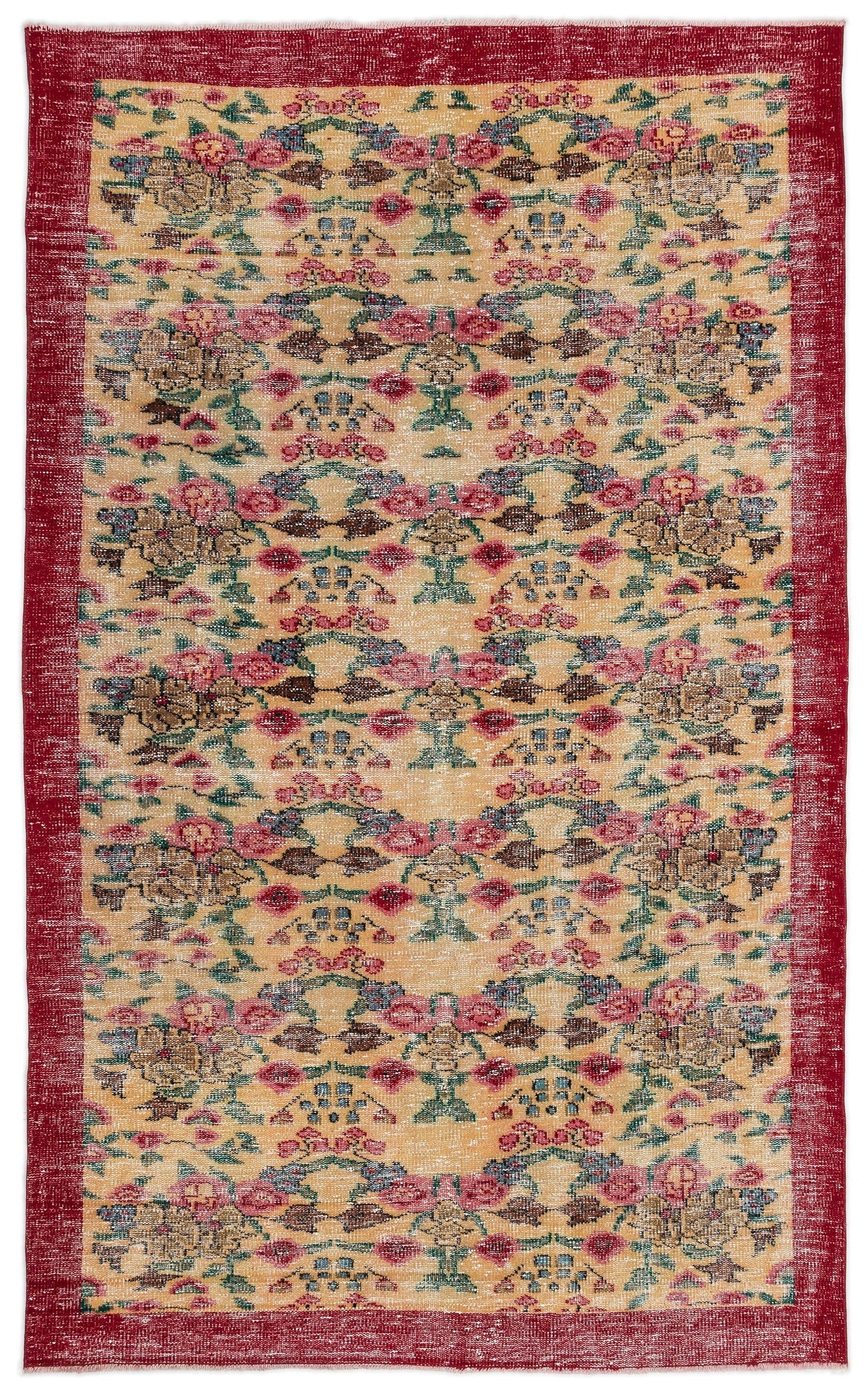 Atina Cream Vintage Wool Handmade Area Rug 5'5" x 9'0"