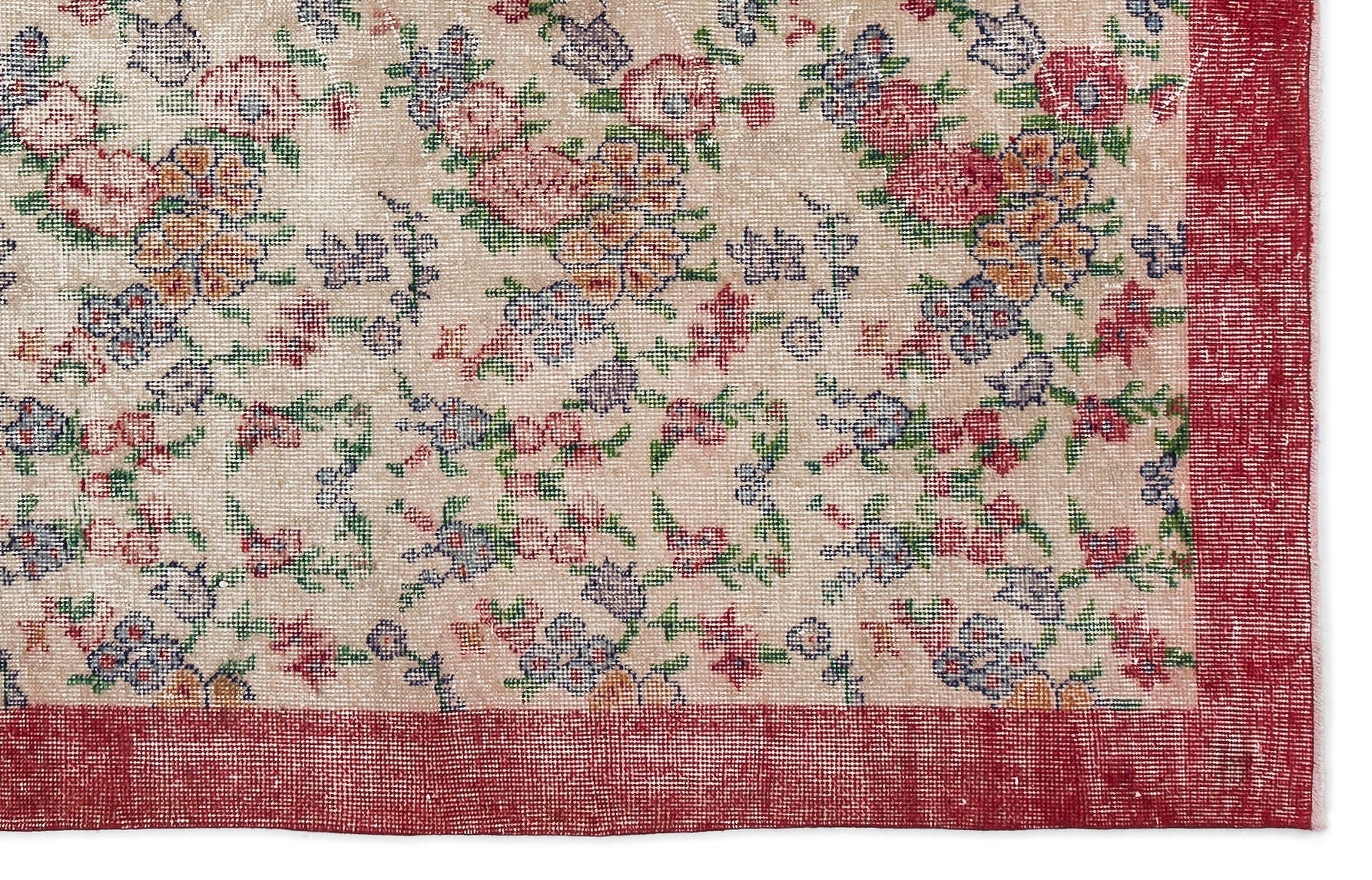 Atina Cream Vintage Wool Handmade Area Rug 5'5" x 8'8"