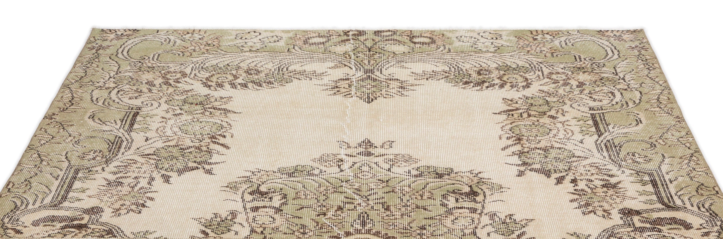 Atina Beige Vintage Wool Handmade Area Rug 4'5" x 5'6"