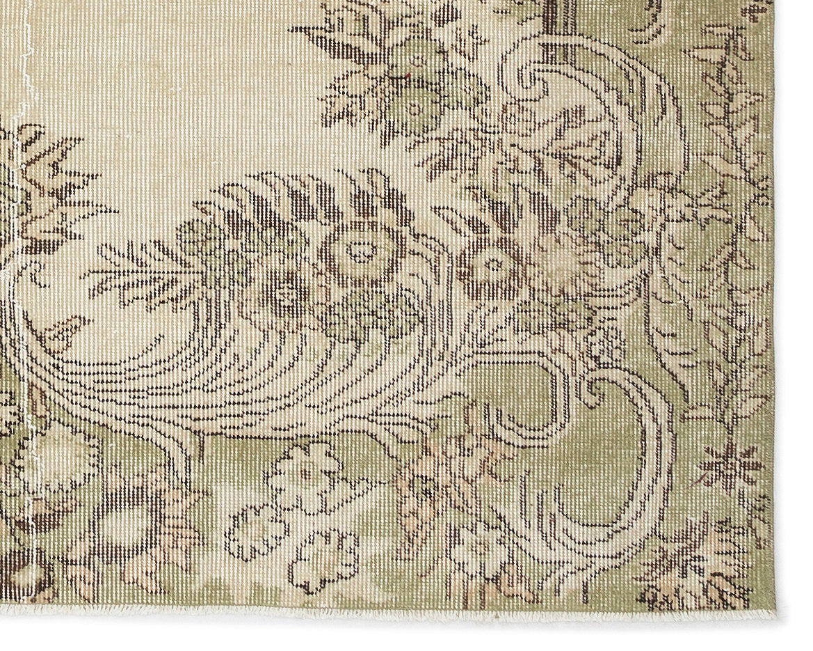 Atina Beige Vintage Wool Handmade Area Rug 4'5" x 5'6"