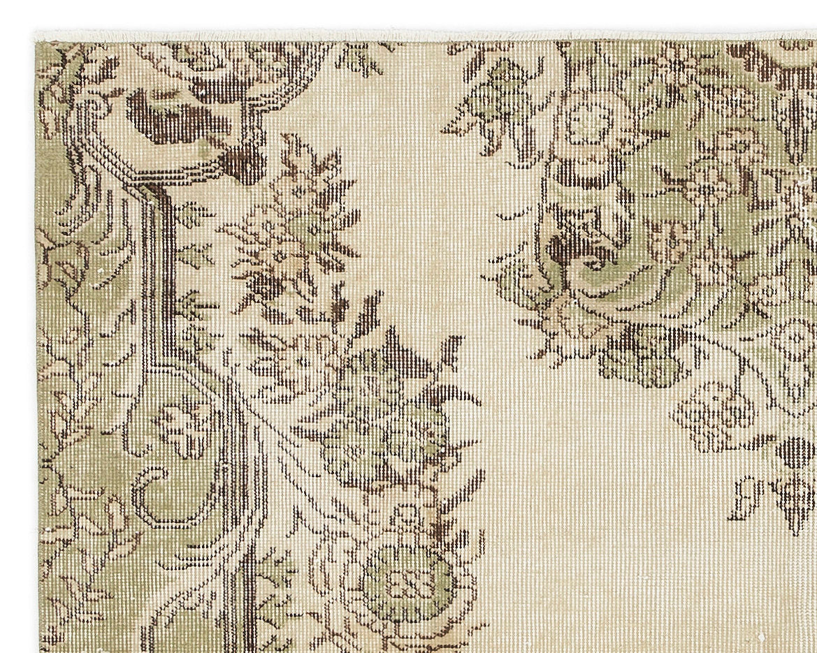 Atina Beige Vintage Wool Handmade Area Rug 4'5" x 5'6"