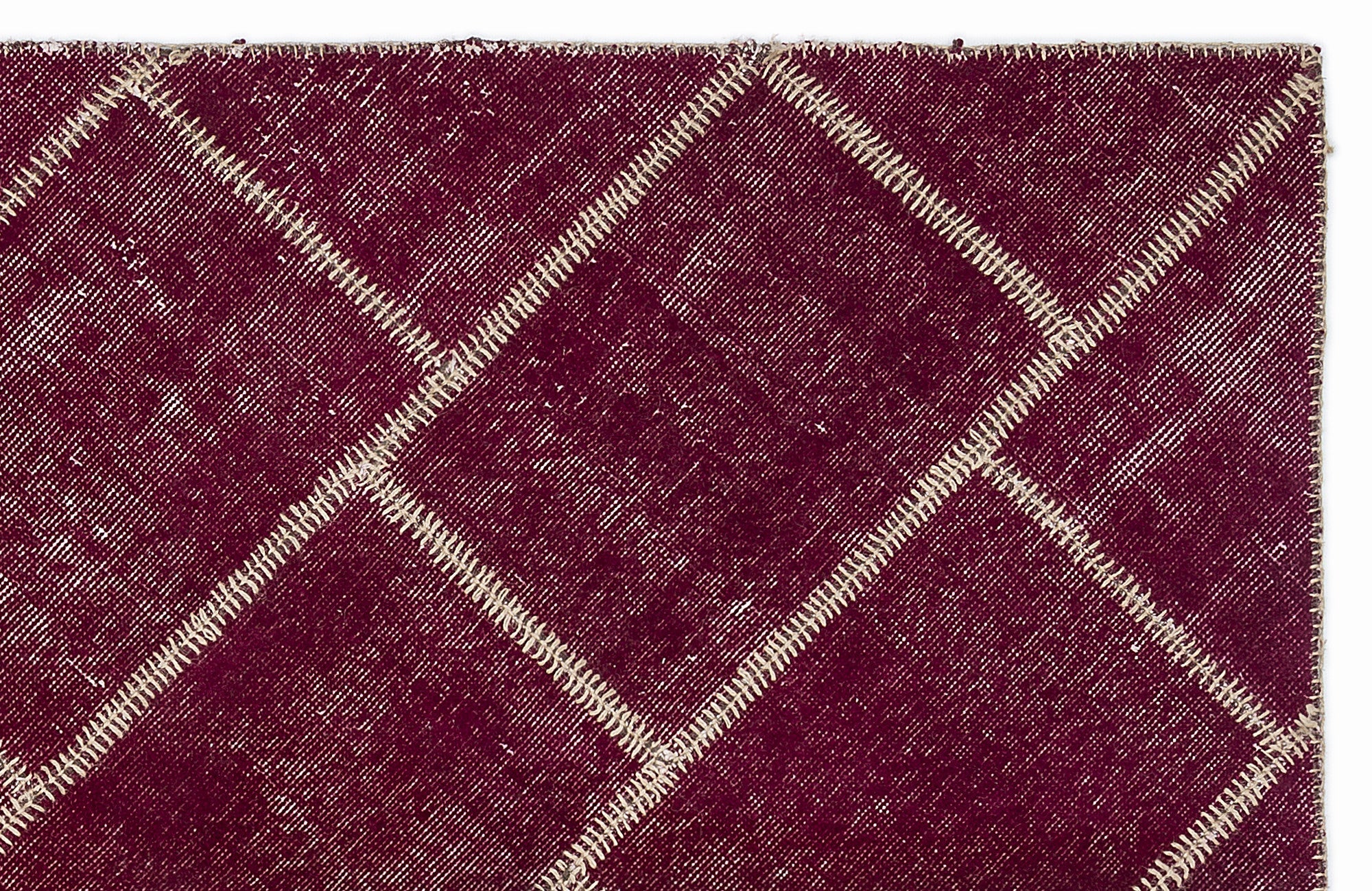 Teselya Burgundy Patchwork Wool Handmade Area Rug 3'11" x 5'11"