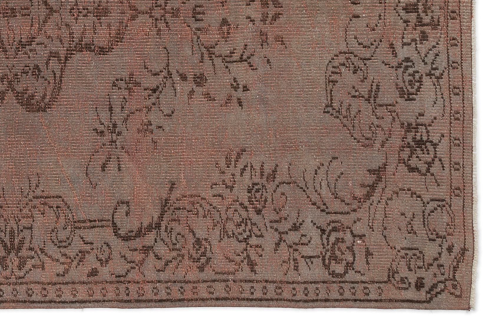 Atina Brown Vintage Wool Handmade Area Rug 5'2" x 8'0"