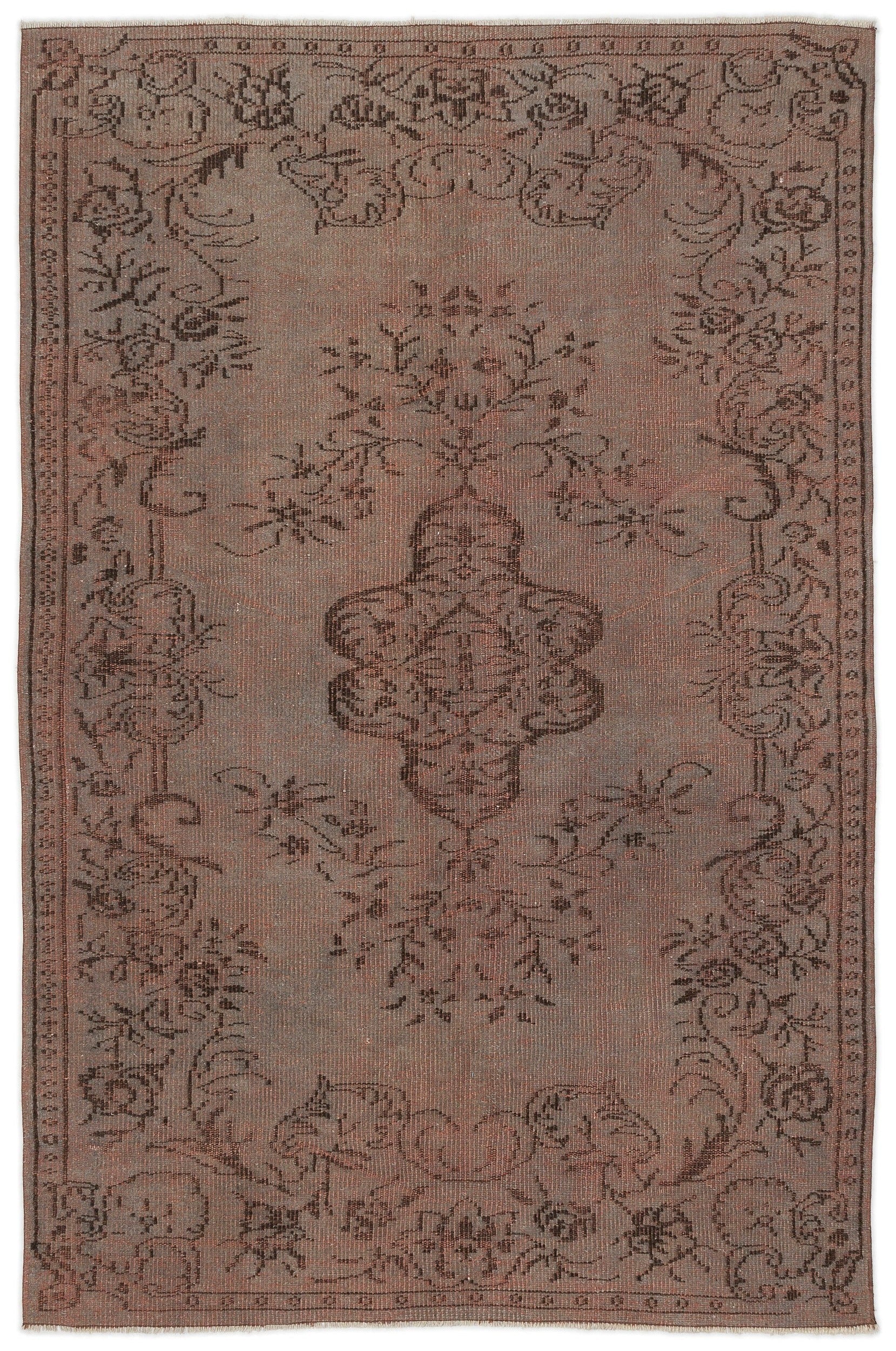 Atina Brown Vintage Wool Handmade Area Rug 5'2" x 8'0"
