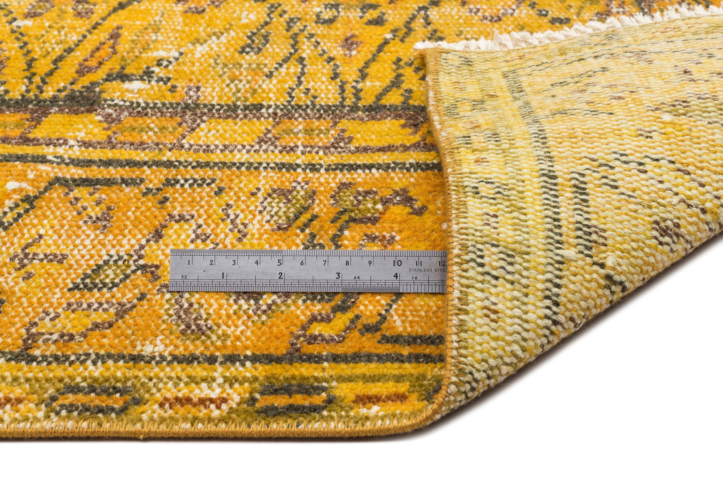 Atina Yellow Vintage Wool Handmade Area Rug 5'8" x 9'2"