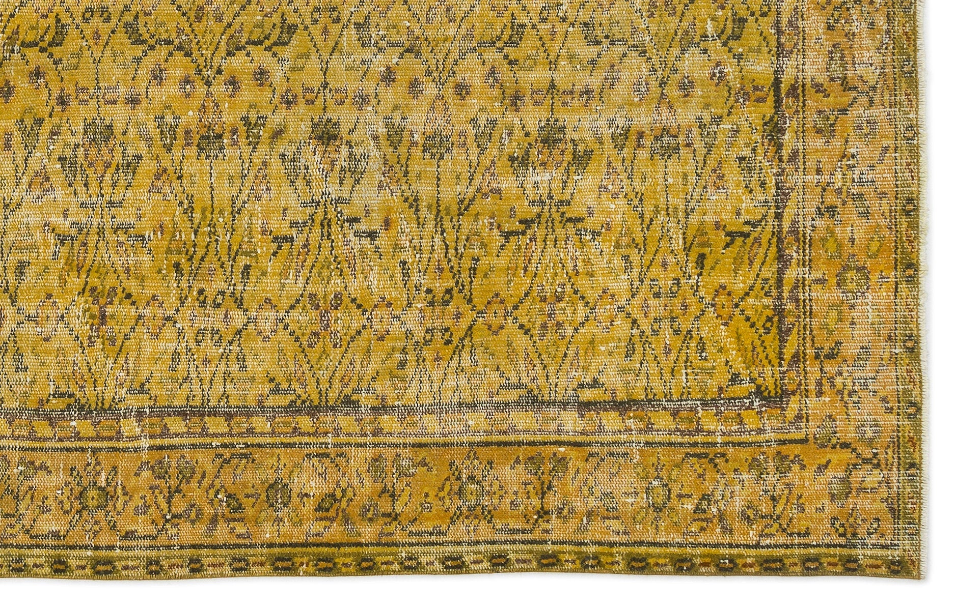 Atina Yellow Vintage Wool Handmade Area Rug 5'8" x 9'2"