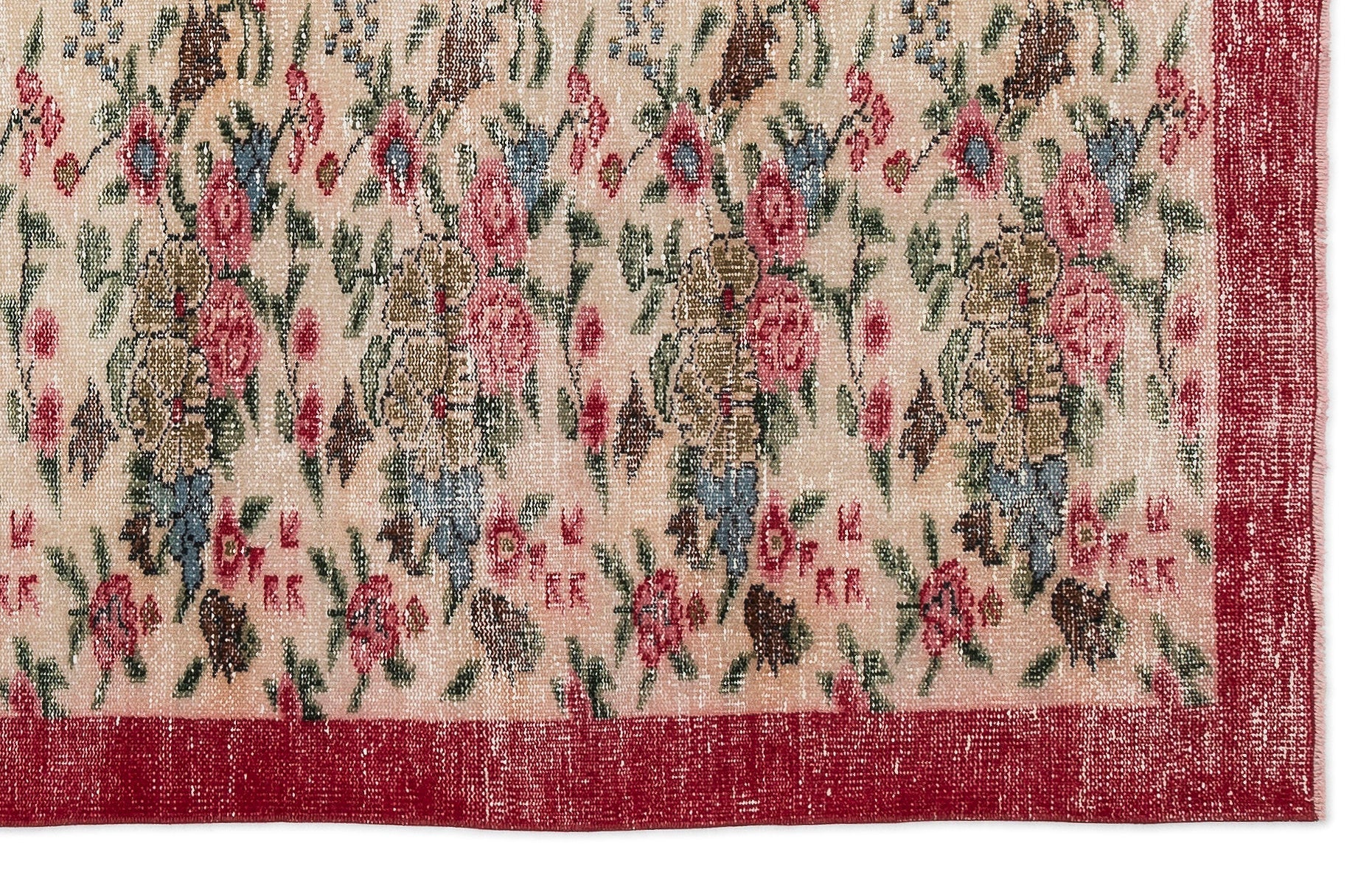 Atina Cream Vintage Wool Handmade Area Rug 5'7" x 8'11"