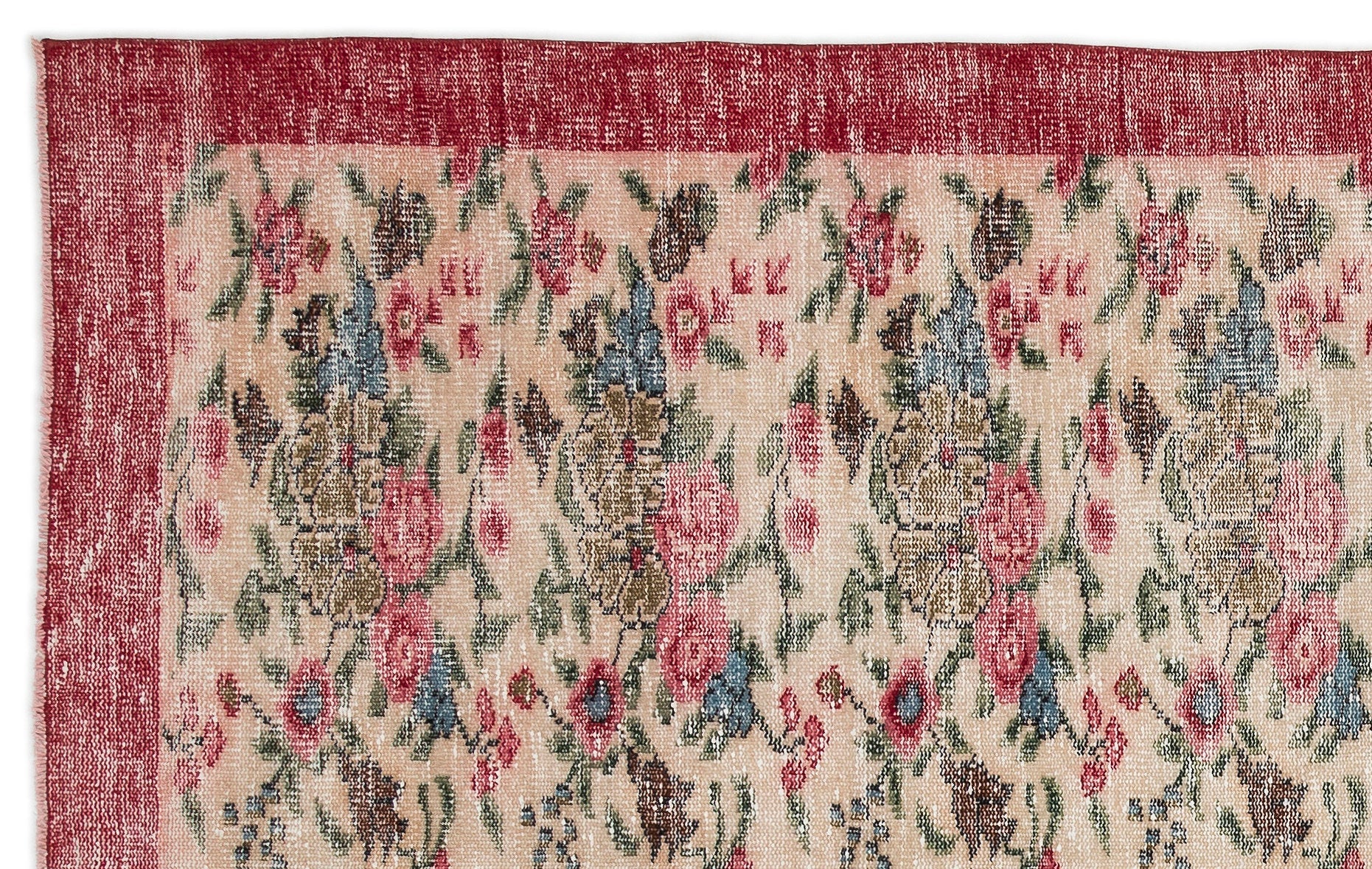 Atina Cream Vintage Wool Handmade Area Rug 5'7" x 8'11"