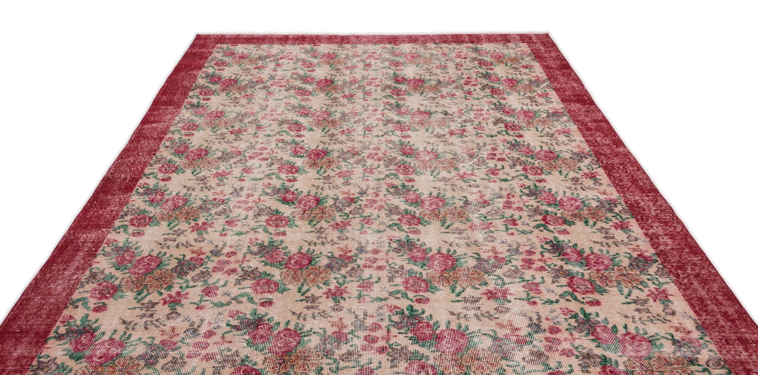 Atina Cream Vintage Wool Handmade Area Rug 6'10" x 10'3"