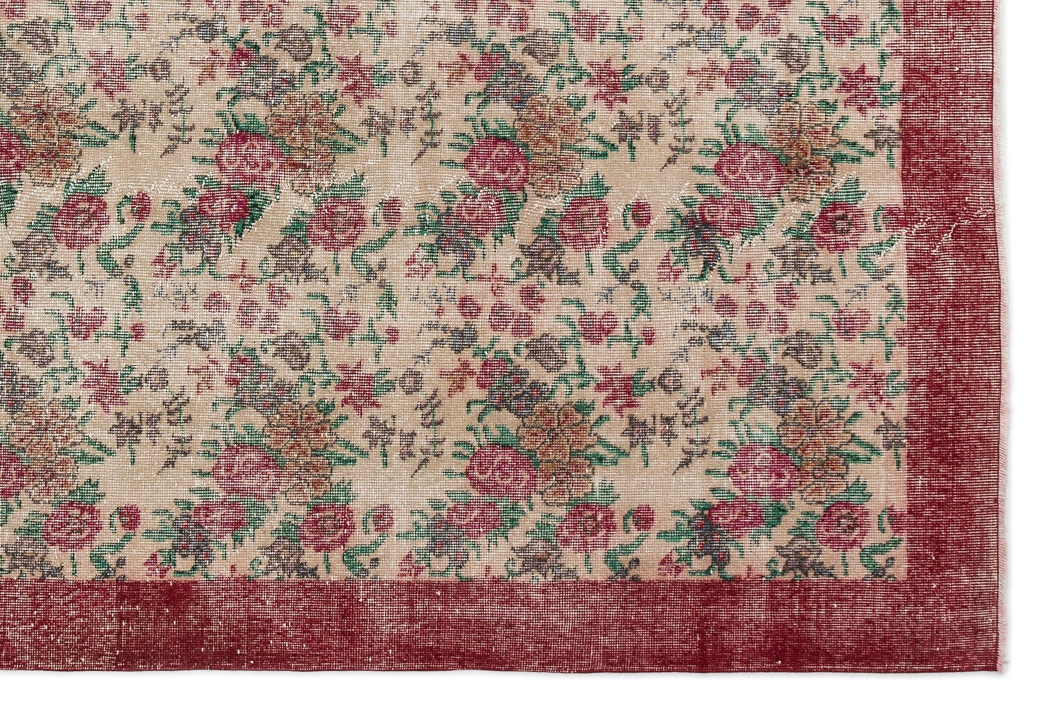 Atina Cream Vintage Wool Handmade Area Rug 6'10" x 10'3"