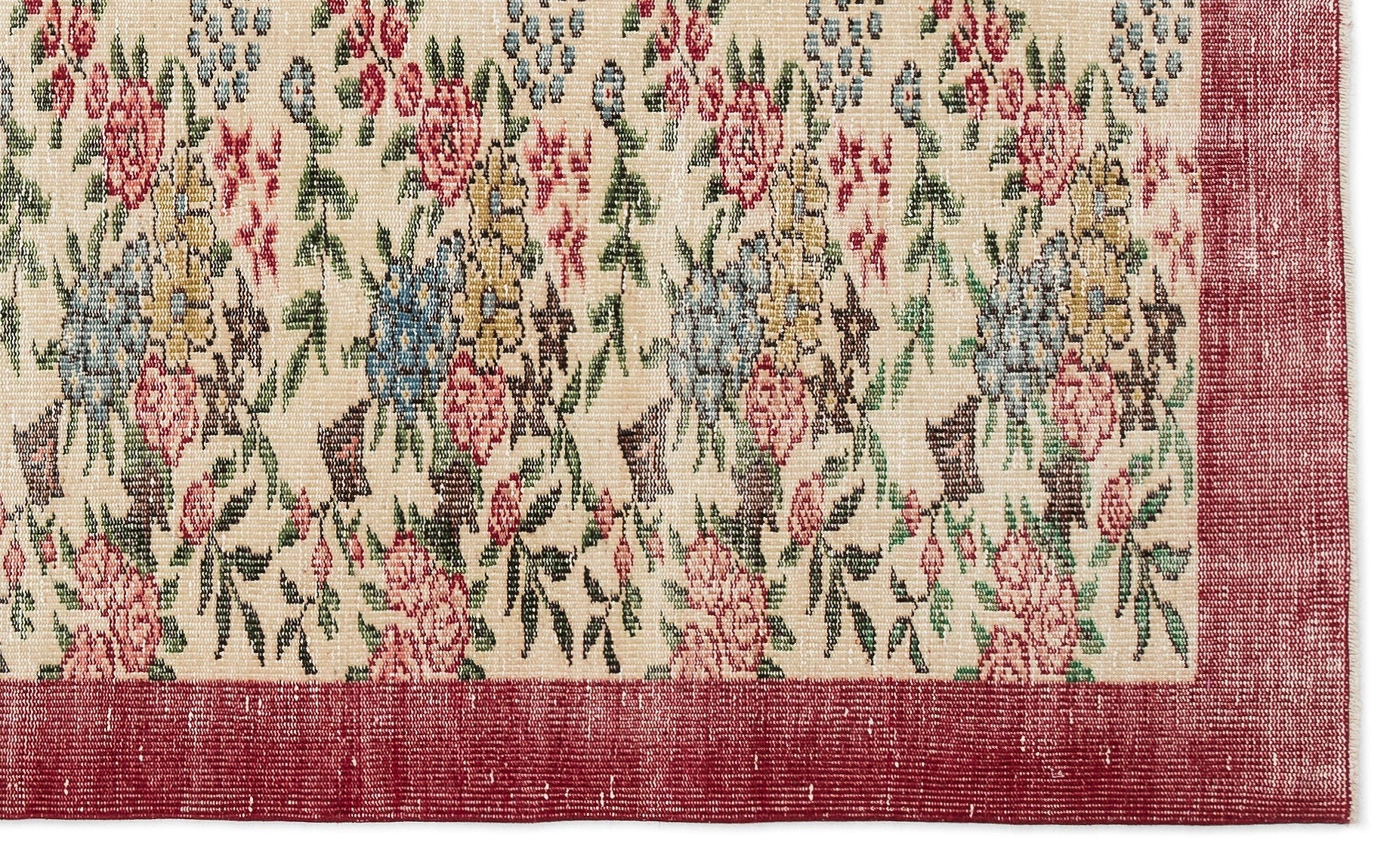 Atina Cream Vintage Wool Handmade Area Rug 5'5" x 8'11"