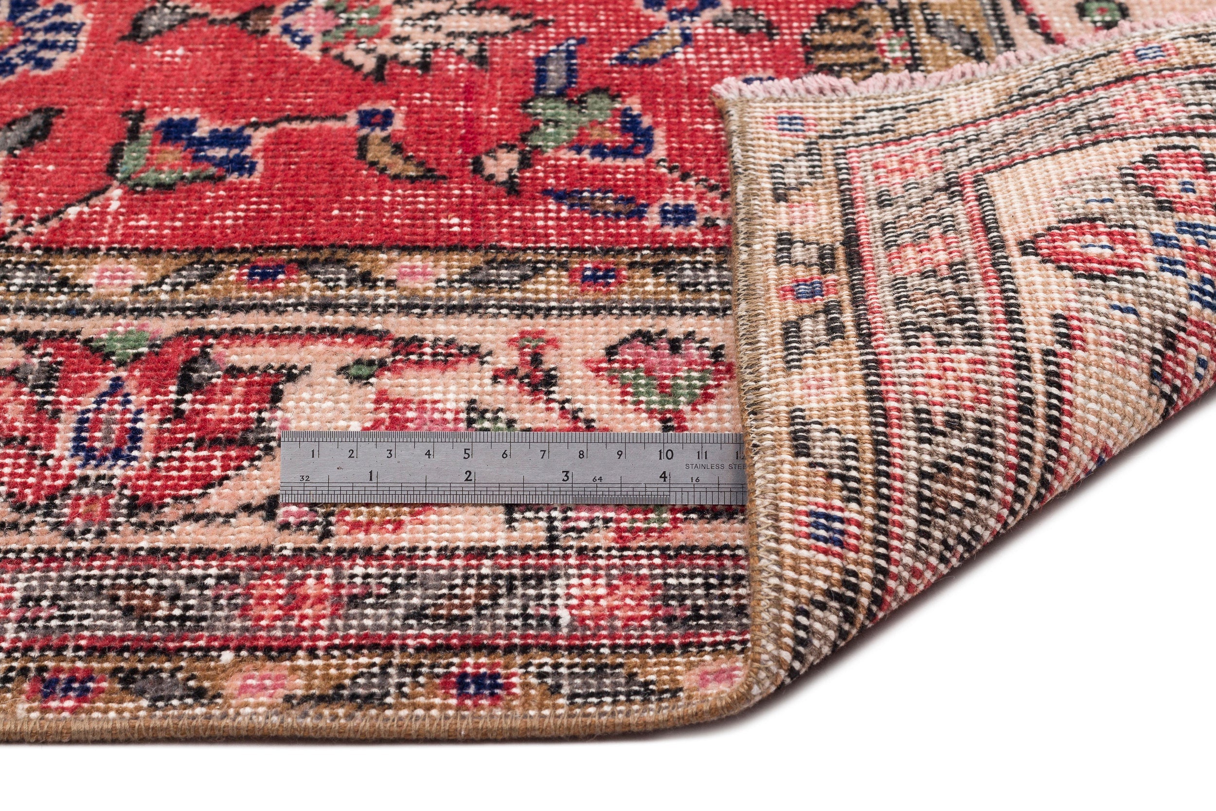 Atina Red Vintage Wool Handmade Area Rug 5'5" x 9'6"