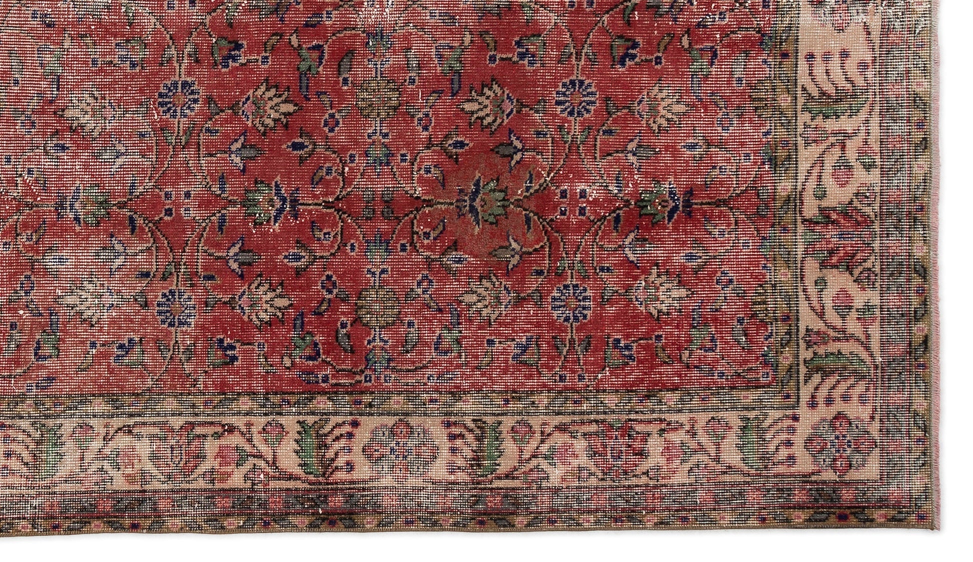 Atina Red Vintage Wool Handmade Area Rug 5'5" x 9'6"