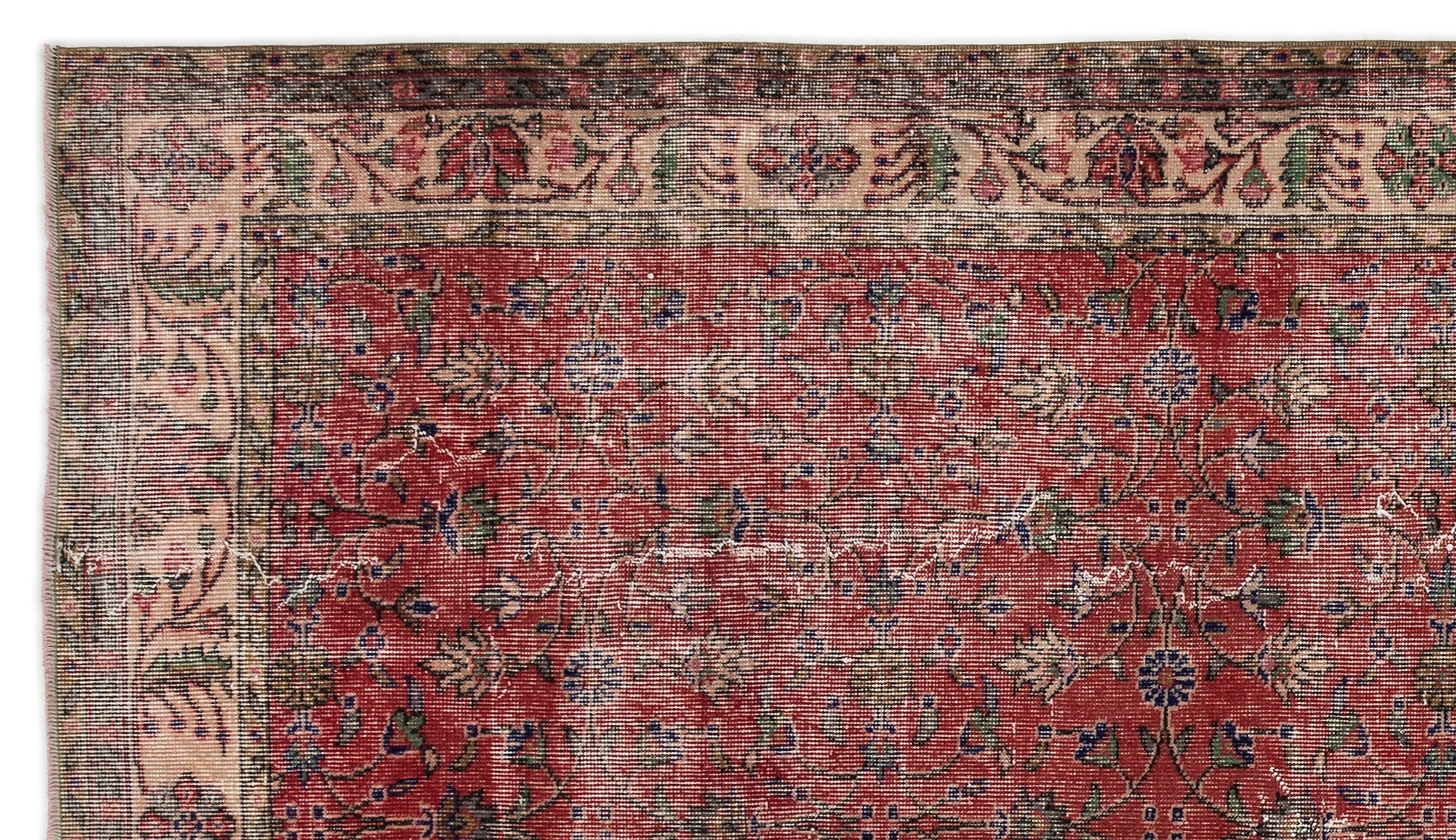 Atina Red Vintage Wool Handmade Area Rug 5'5" x 9'6"