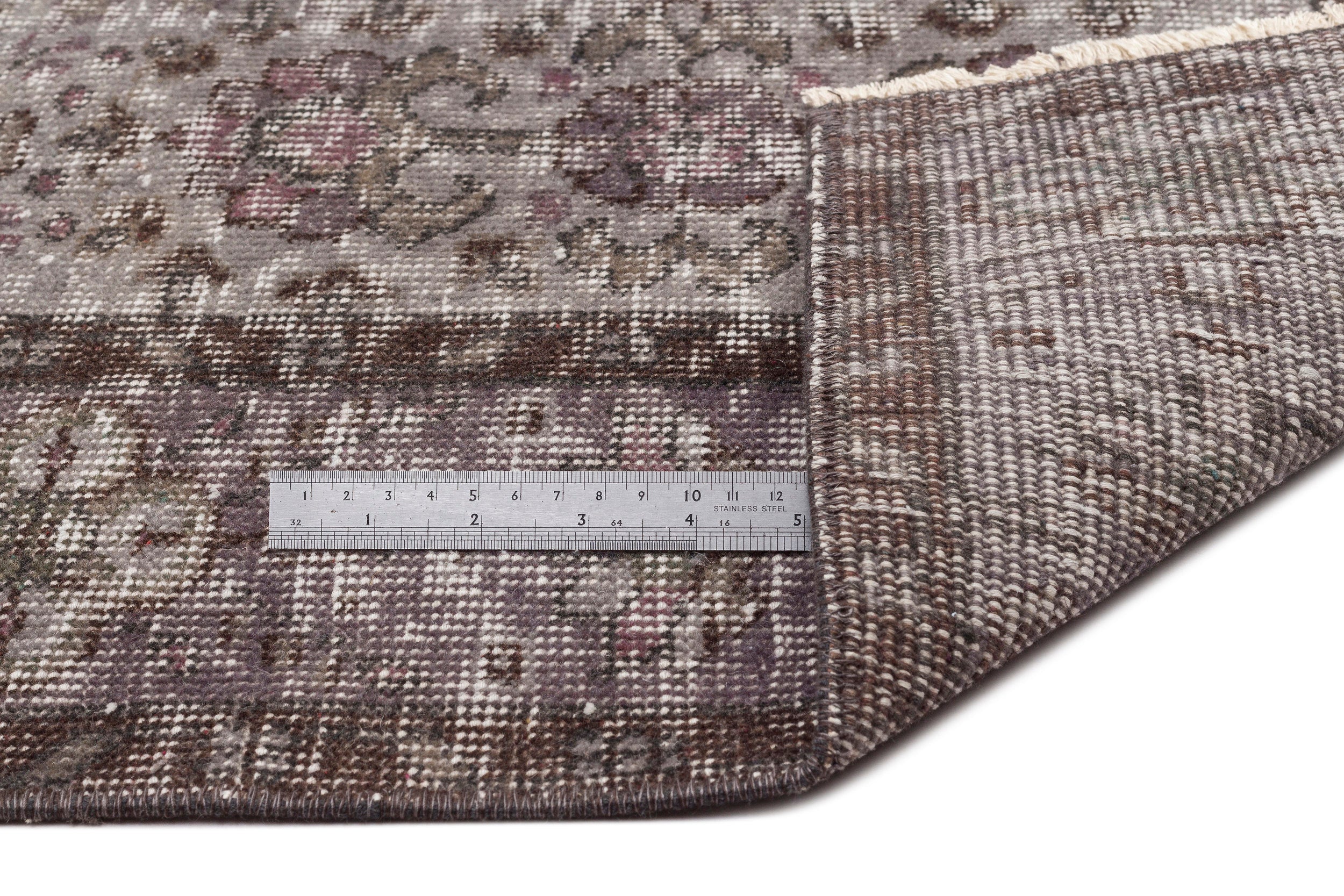 Atina Grey Vintage Wool Handmade Area Rug 5'9" x 9'4"