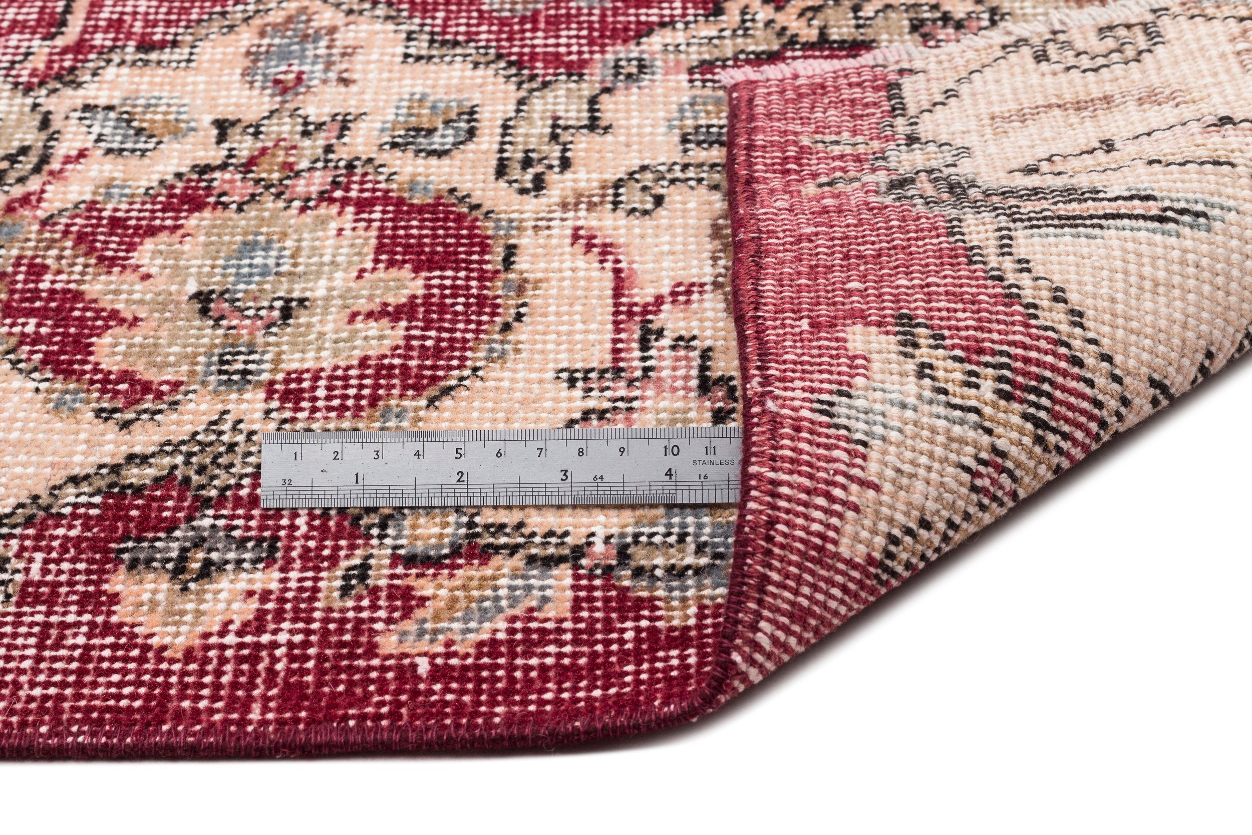 Atina Beige Vintage Wool Handmade Area Rug 5'3" x 9'0"