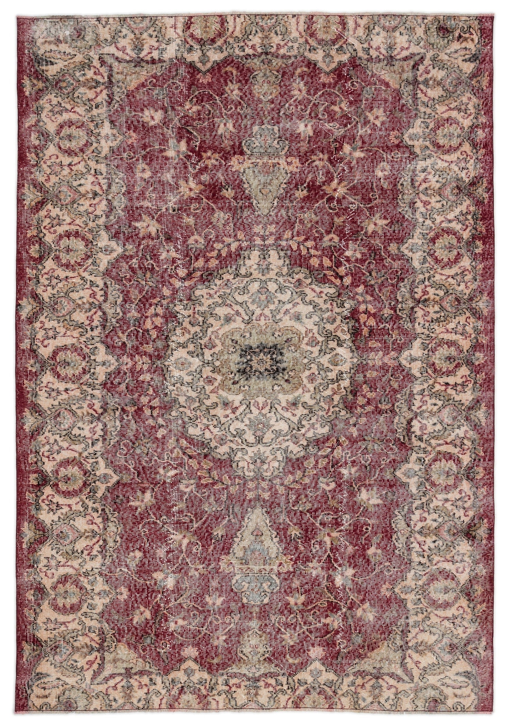 Atina Beige Vintage Wool Handmade Area Rug 5'3" x 9'0"