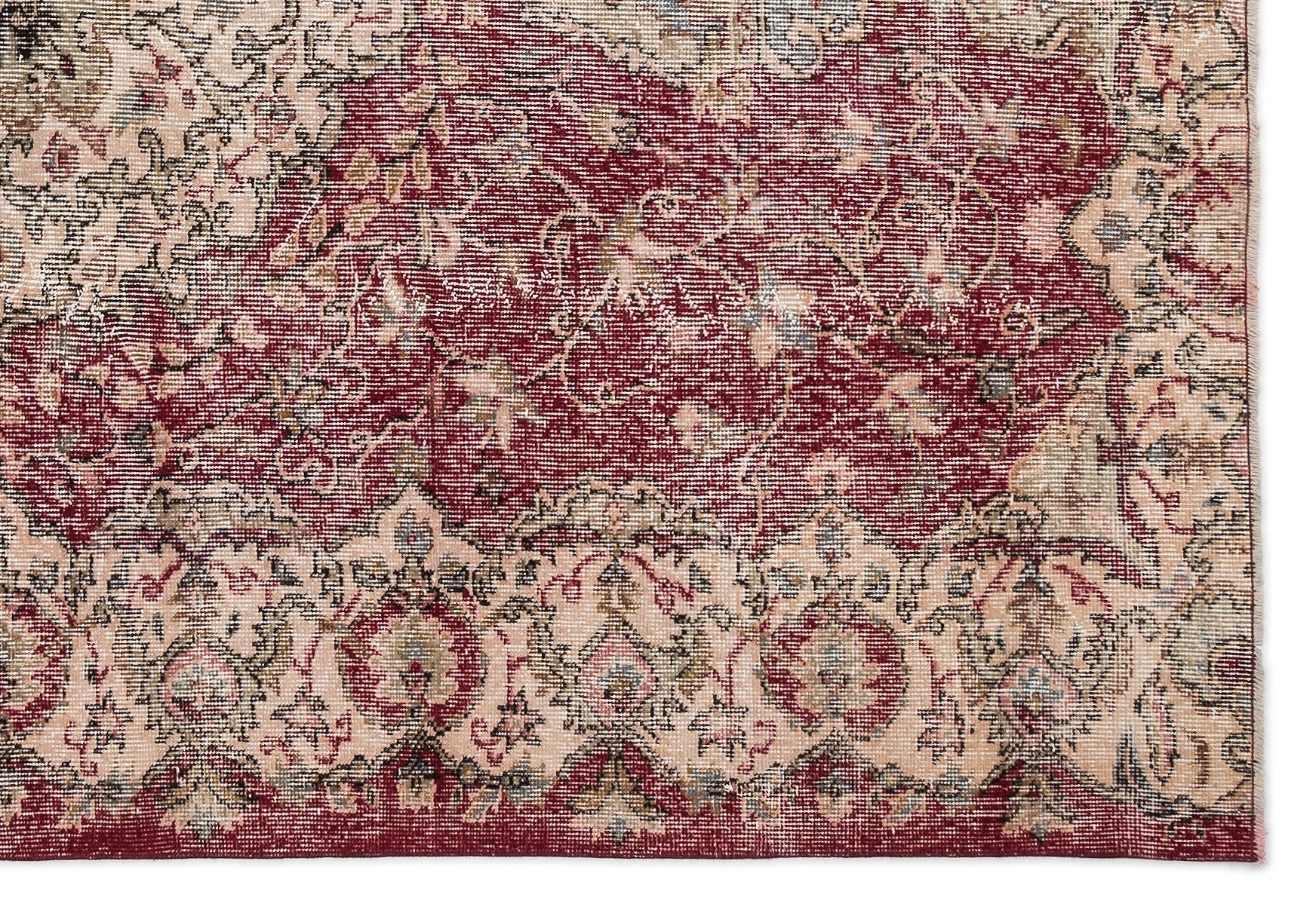 Atina Beige Vintage Wool Handmade Area Rug 5'3" x 9'0"