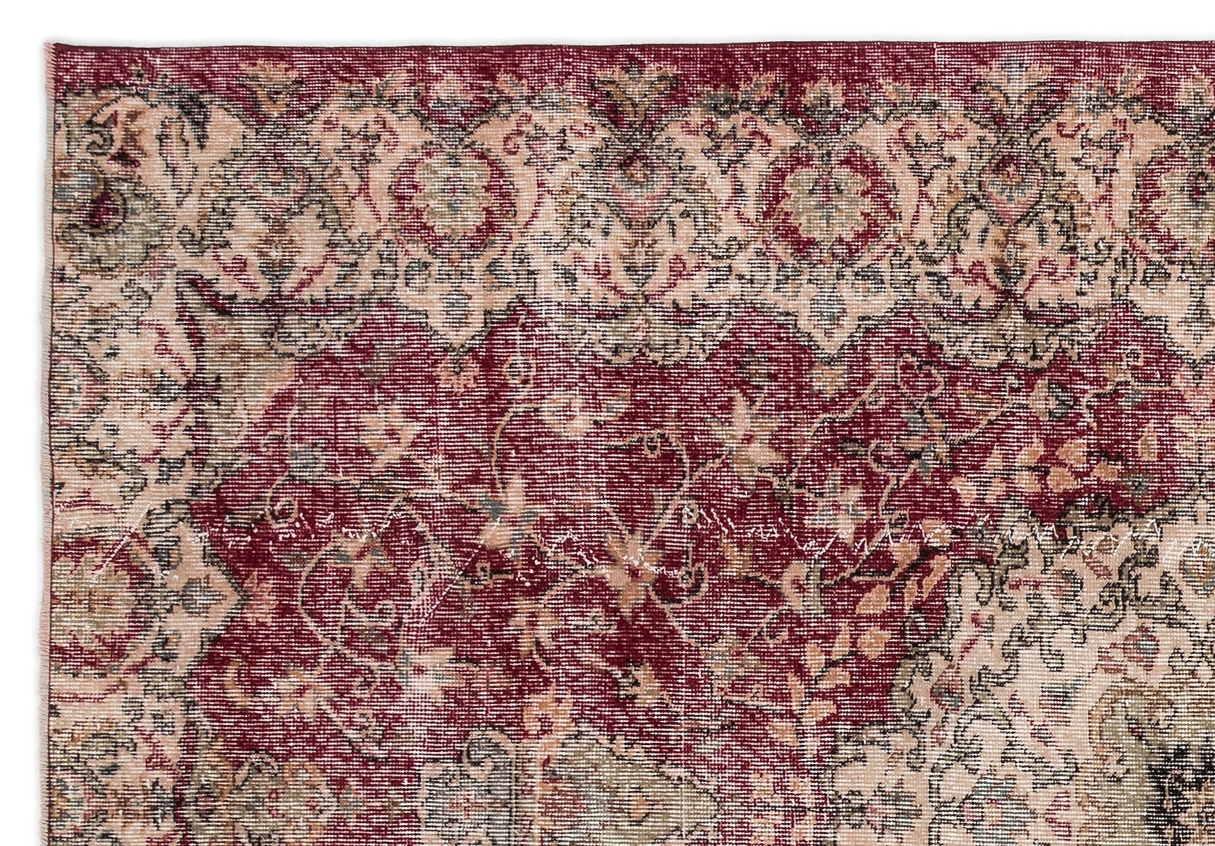 Atina Beige Vintage Wool Handmade Area Rug 5'3" x 9'0"