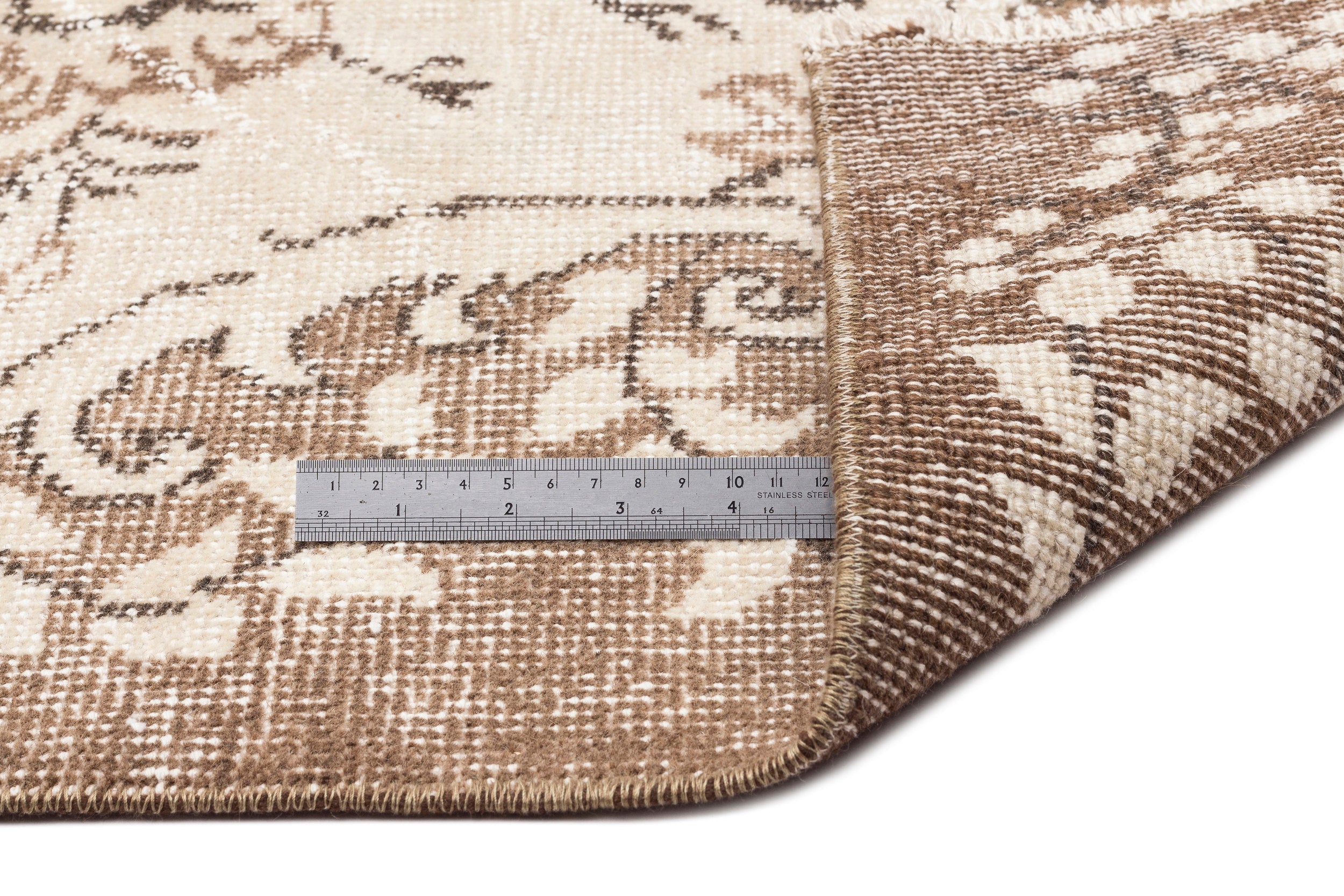 Atina Beige Vintage Wool Handmade Area Rug 5'10" x 9'8"