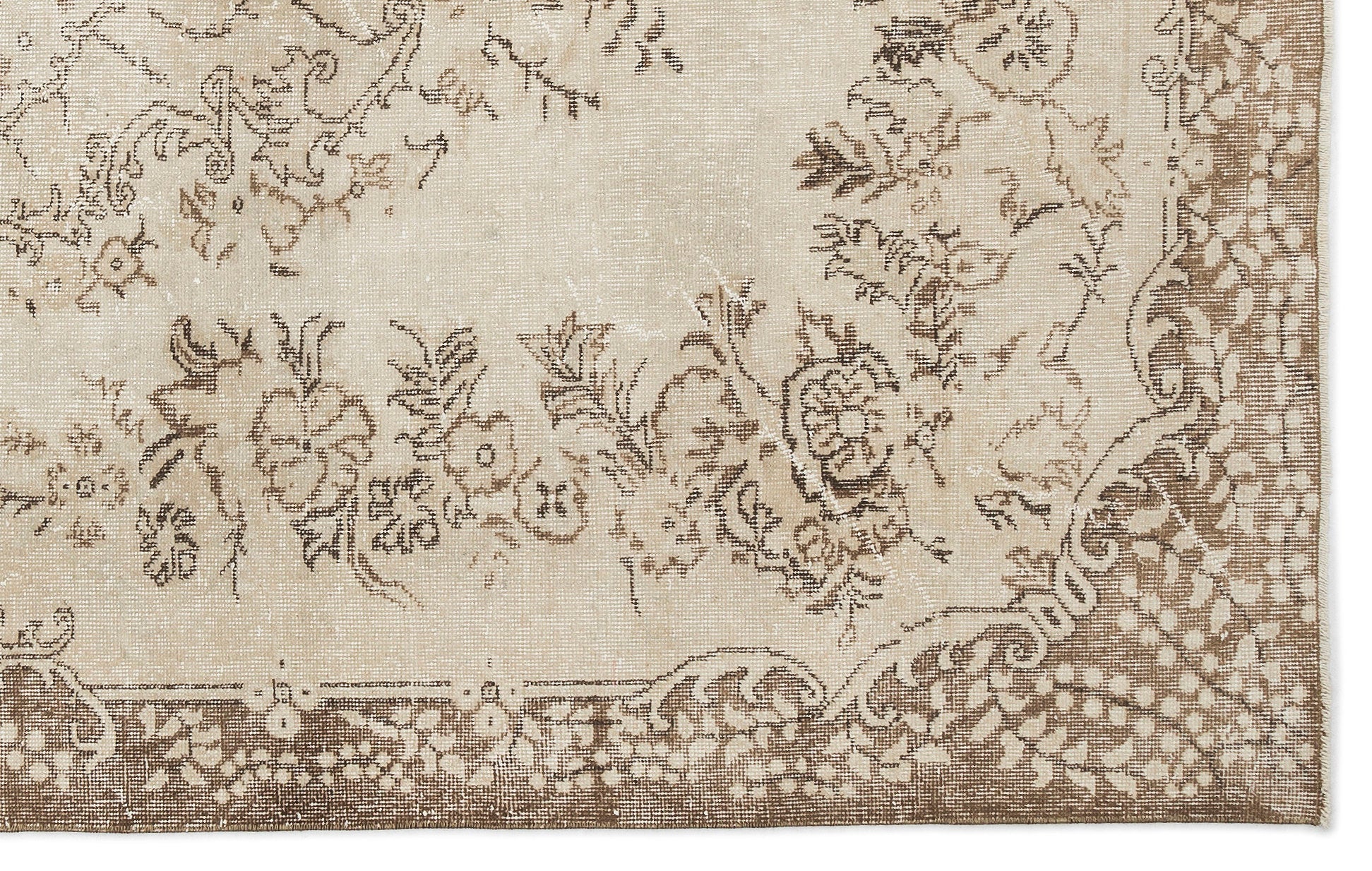 Atina Beige Vintage Wool Handmade Area Rug 5'10" x 9'8"