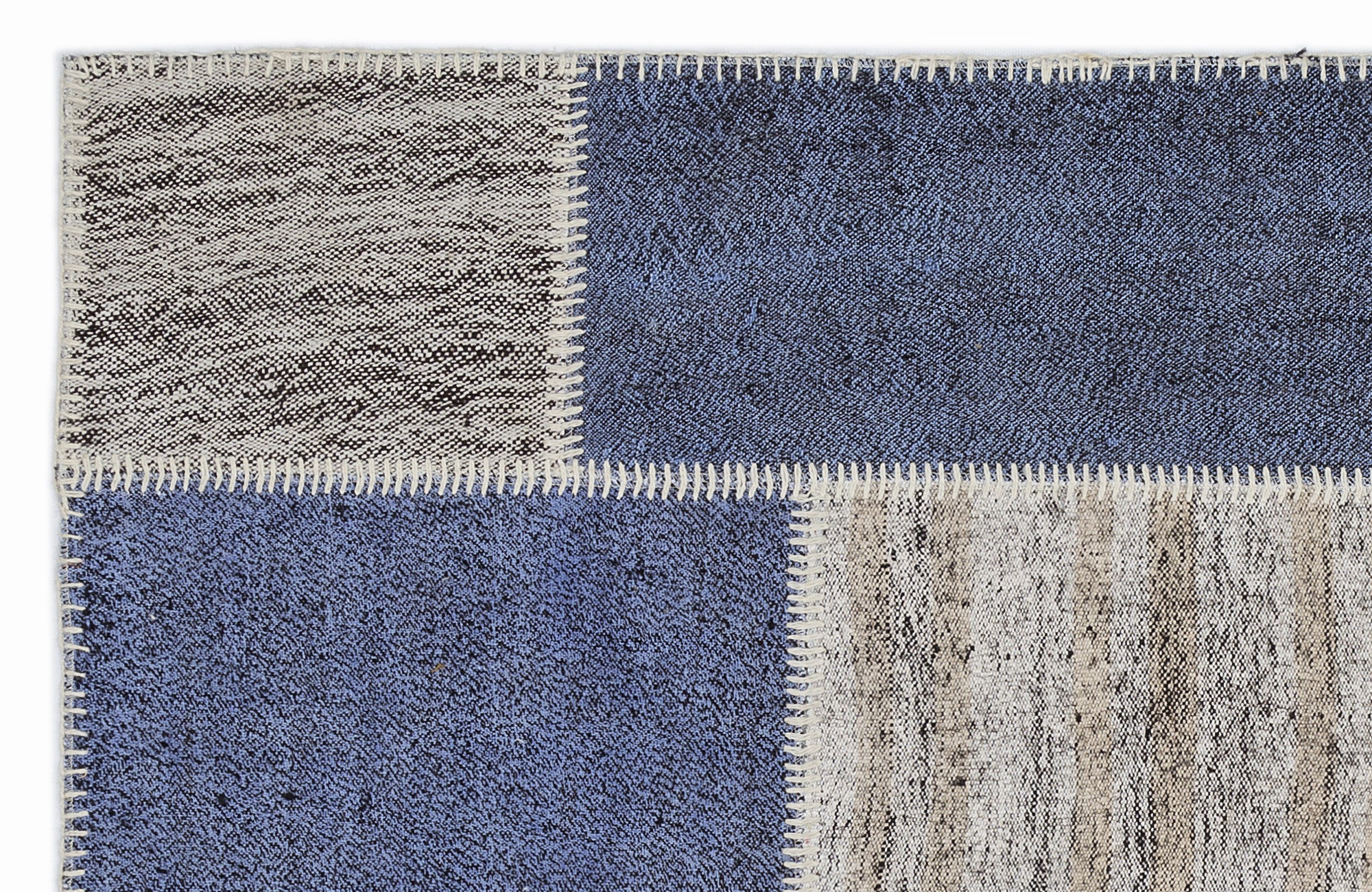 Teselya 1419 Beige Patchwork Wool Handmade Area Rug 3'11" x 5'11"