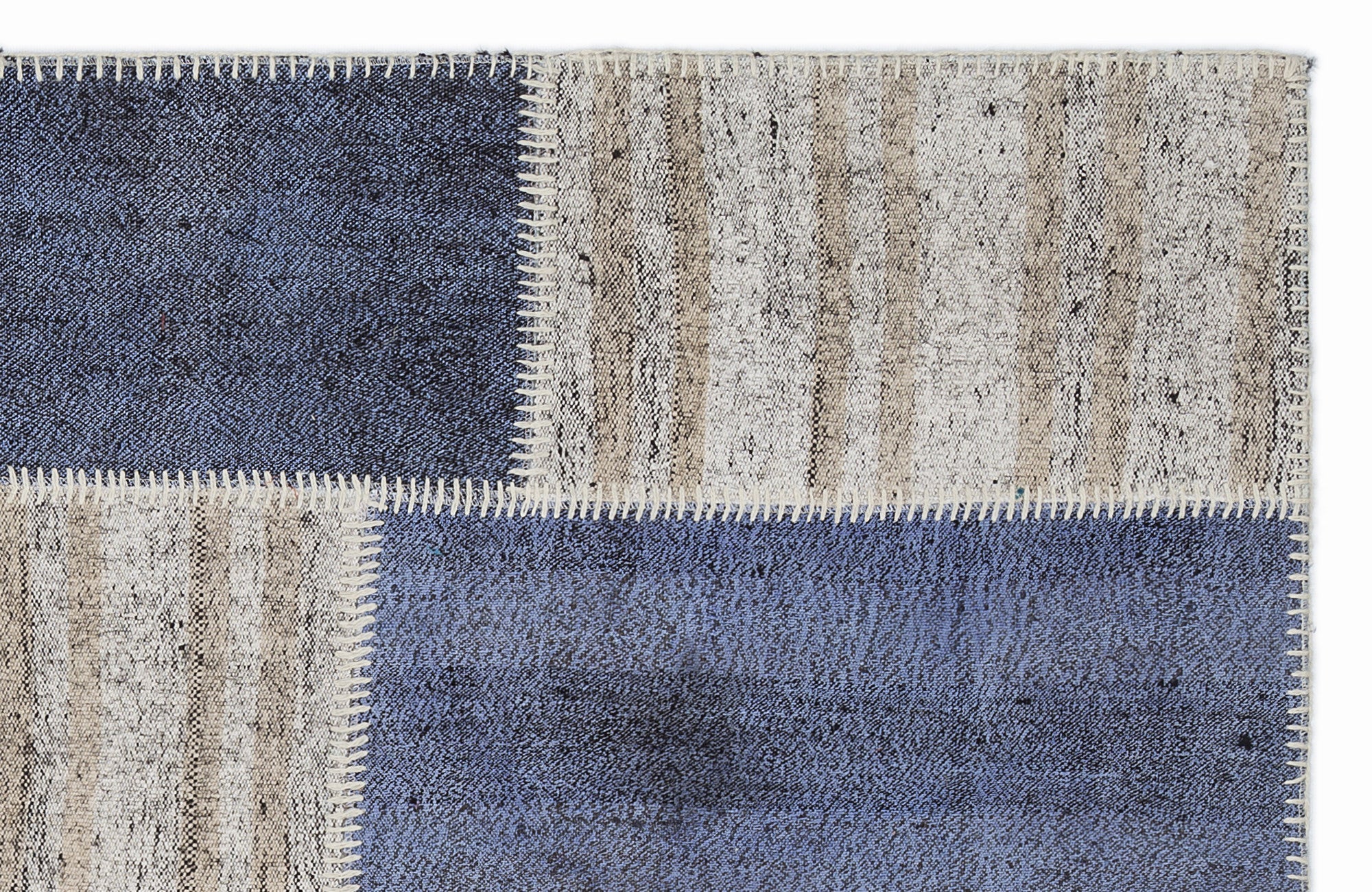 Teselya 1419 Beige Patchwork Wool Handmade Area Rug 3'11" x 5'11"